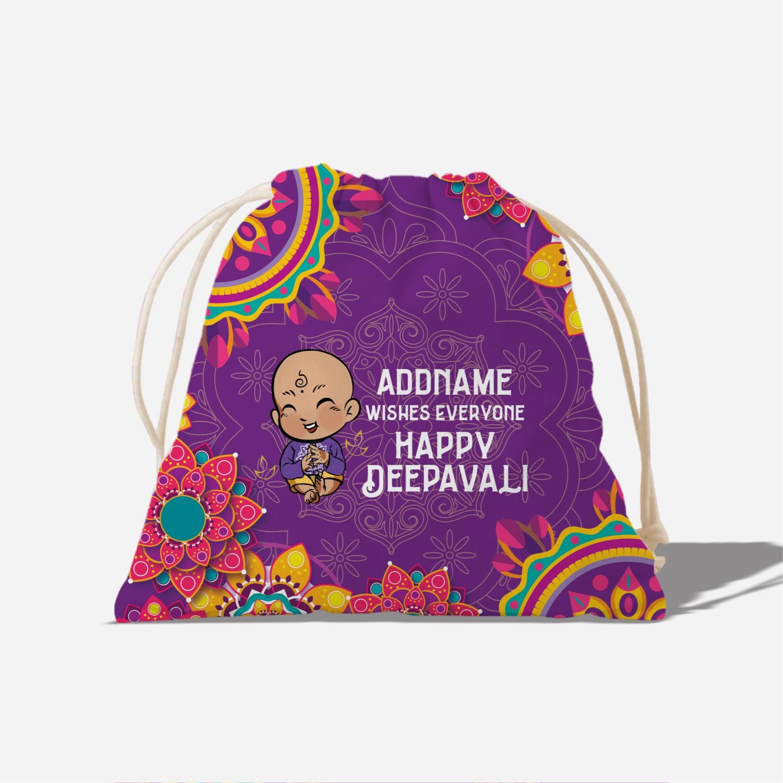 Deepavali Chibi Full Print Satchel - Baby Boy Addname Wishes Everyone Deepavali