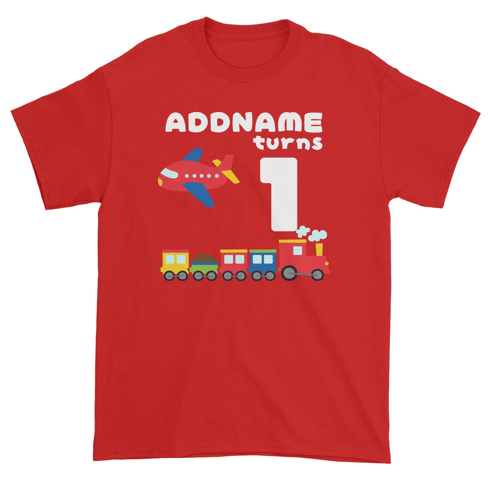 Transportation Birthday Theme 2 Personalizable with Name and Number Unisex T-Shirt