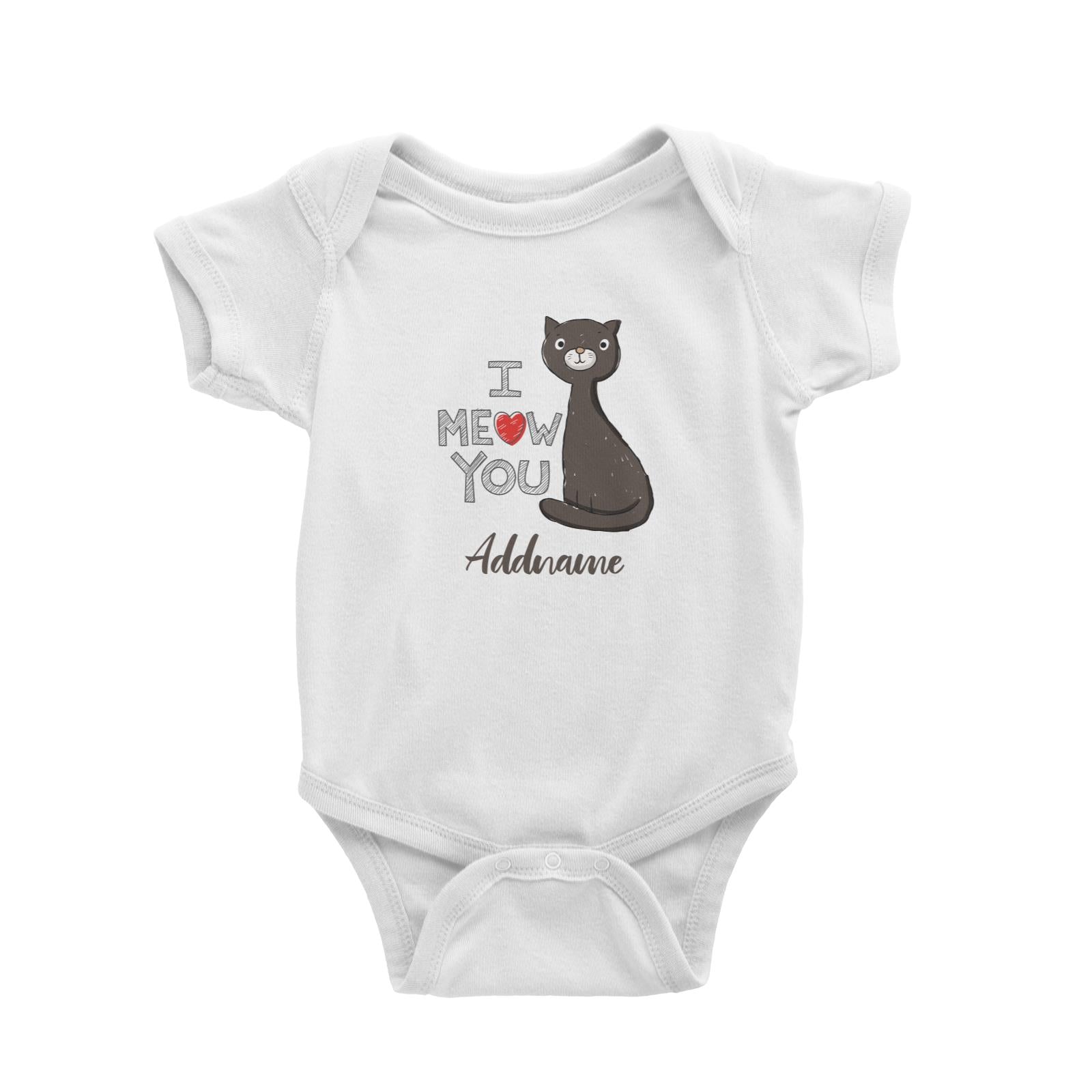 Cool Cute Animals Cats I Meow You Addname Baby Romper