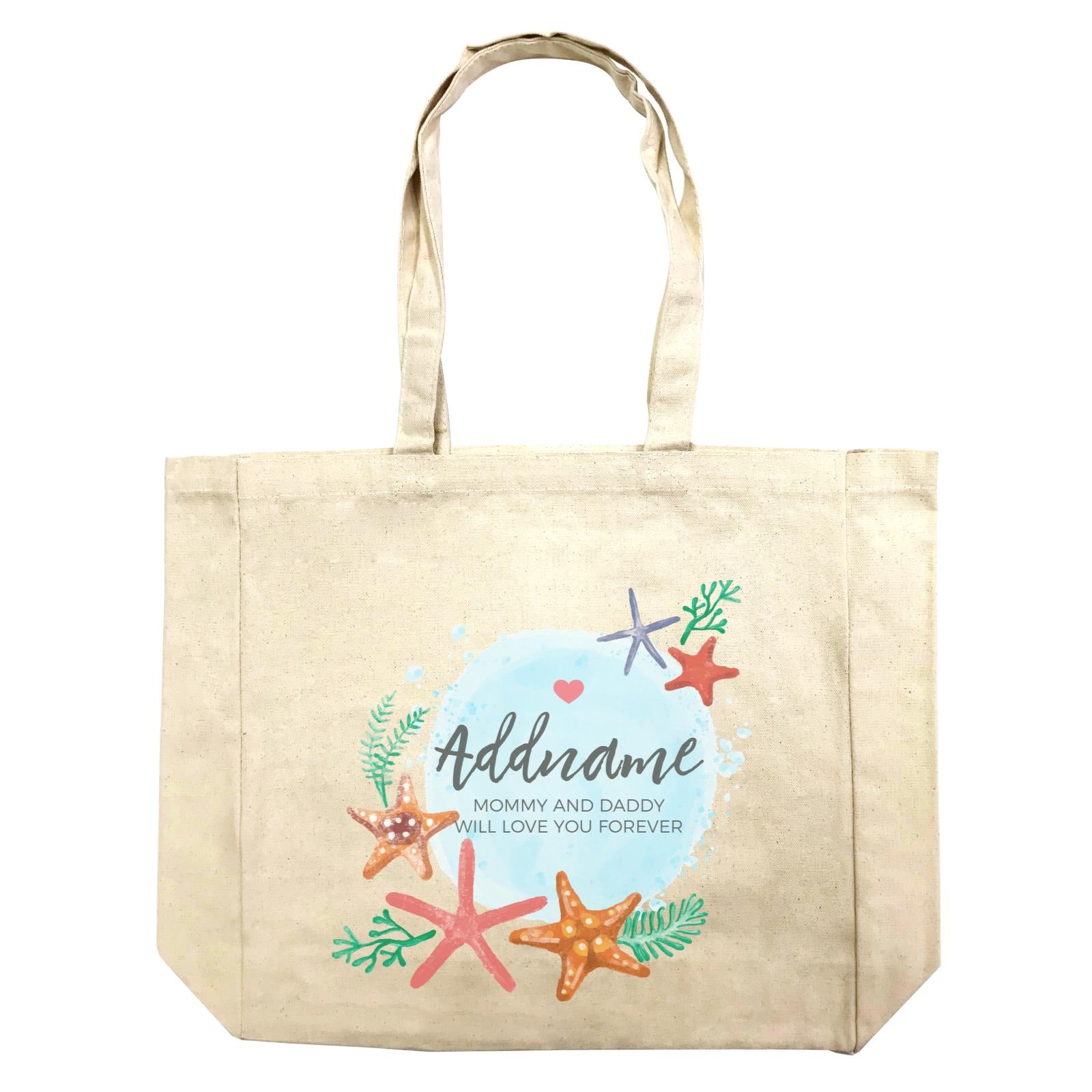 Watercolour Starfish and Coral Elements Personalizable with Name and Text Shopping Bag
