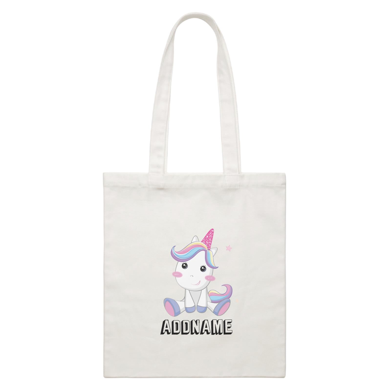 Birthday Unicorn Cute Looking Addname White Canvas Bag