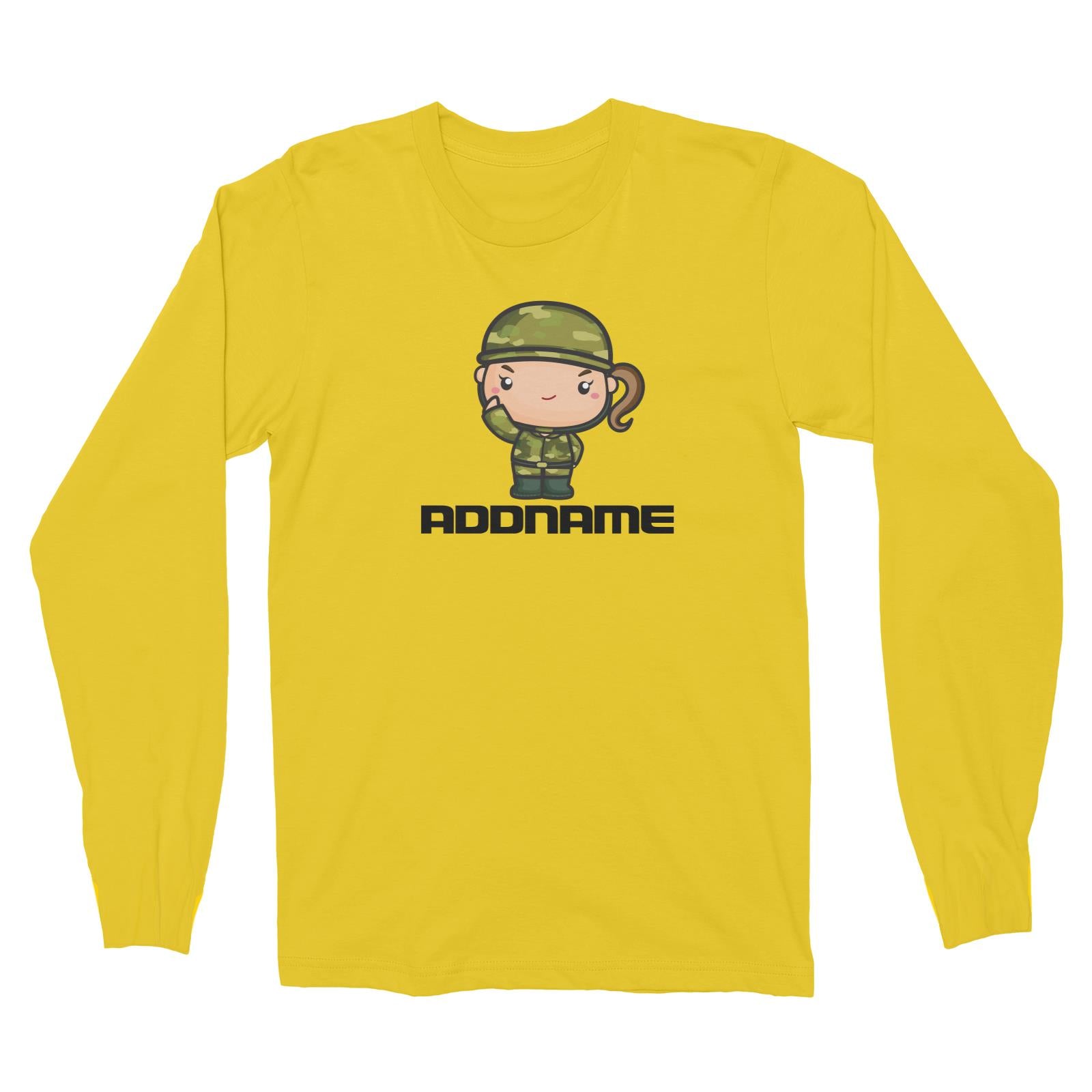 Birthday Battle Theme Army Soldier Girl Addname Long Sleeve Unisex T-Shirt