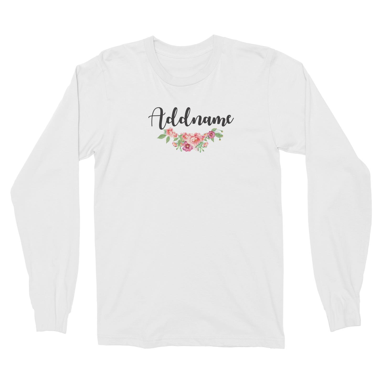 Bridesmaid Floral Sweet Coral Flower Addname Long Sleeve Unisex T-Shirt