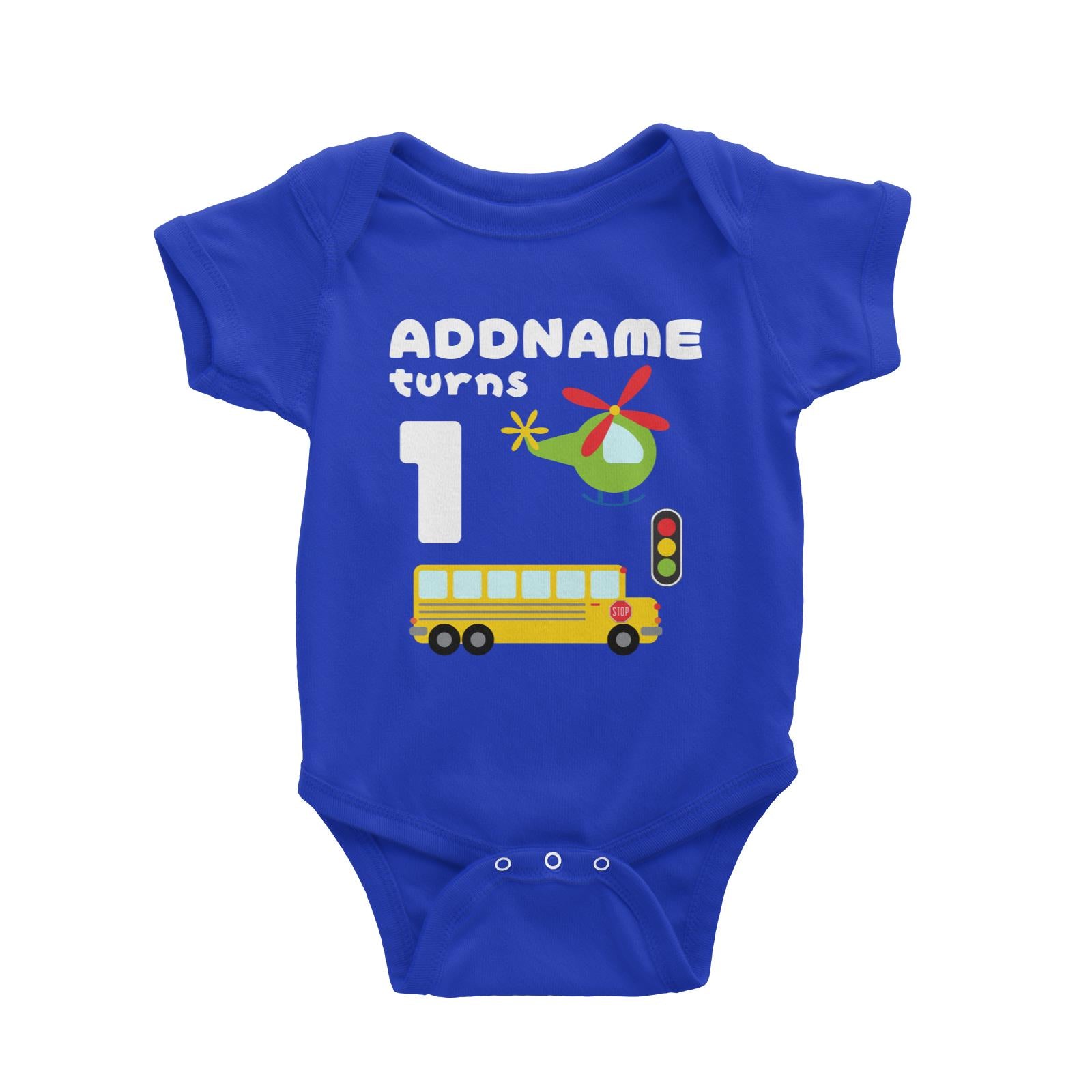 Transportation Birthday Theme Personalizable with Name and Number Baby Romper
