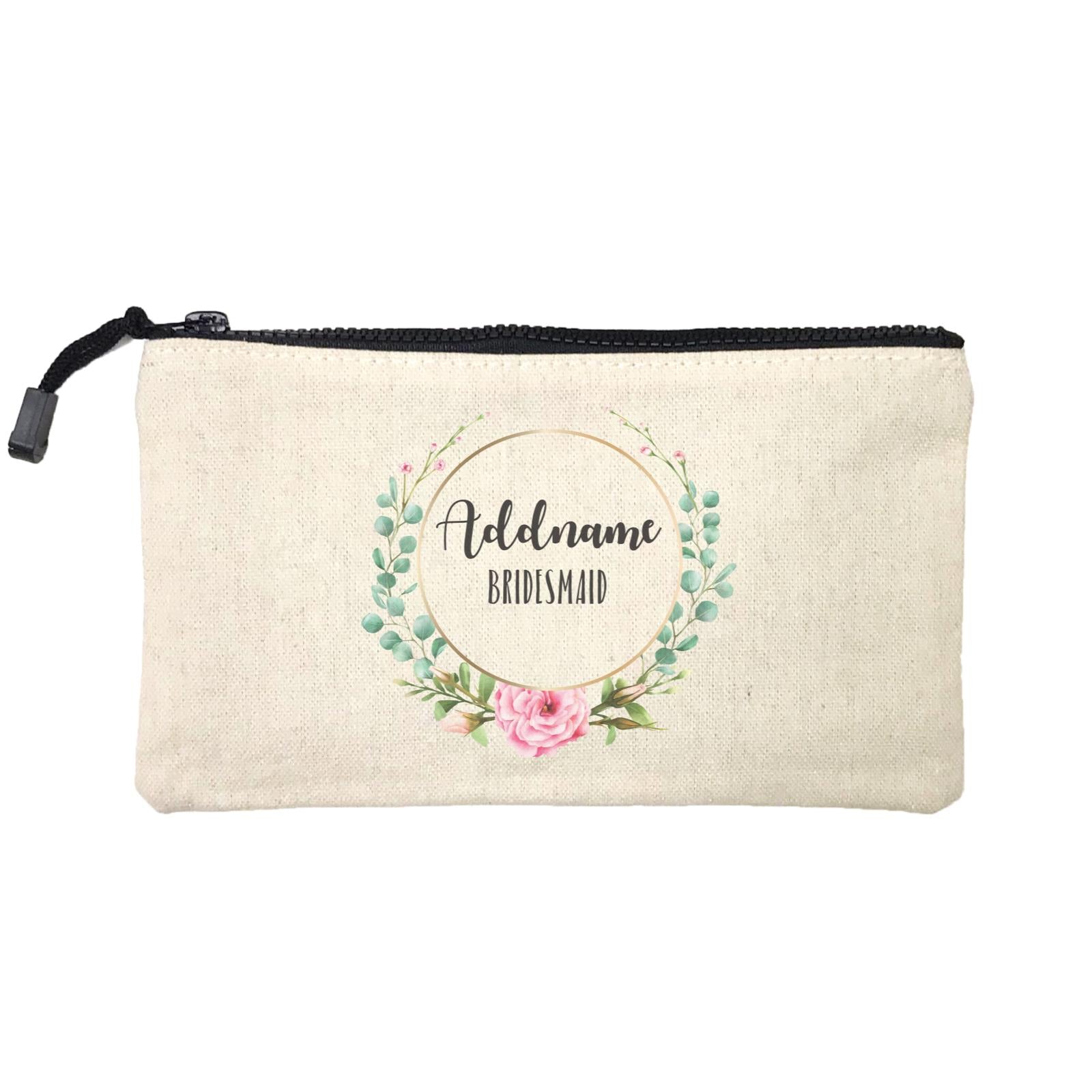 Bridesmaid Floral Modern Pink Flowers With Circle Bridesmaid Addname Mini Accessories Stationery Pouch