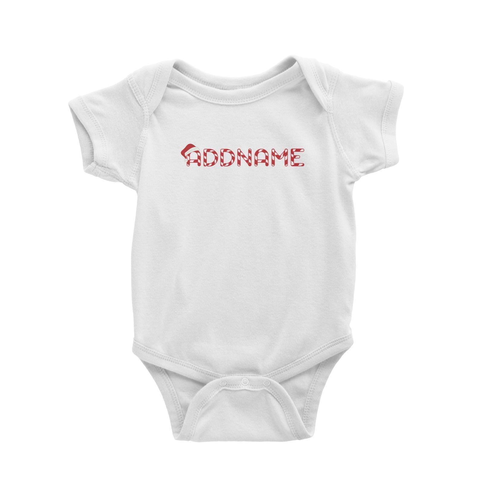 Candy Cane Alphabet Addname with Santa Hat Baby Romper Christmas Matching Family Personalizable Designs Lettering