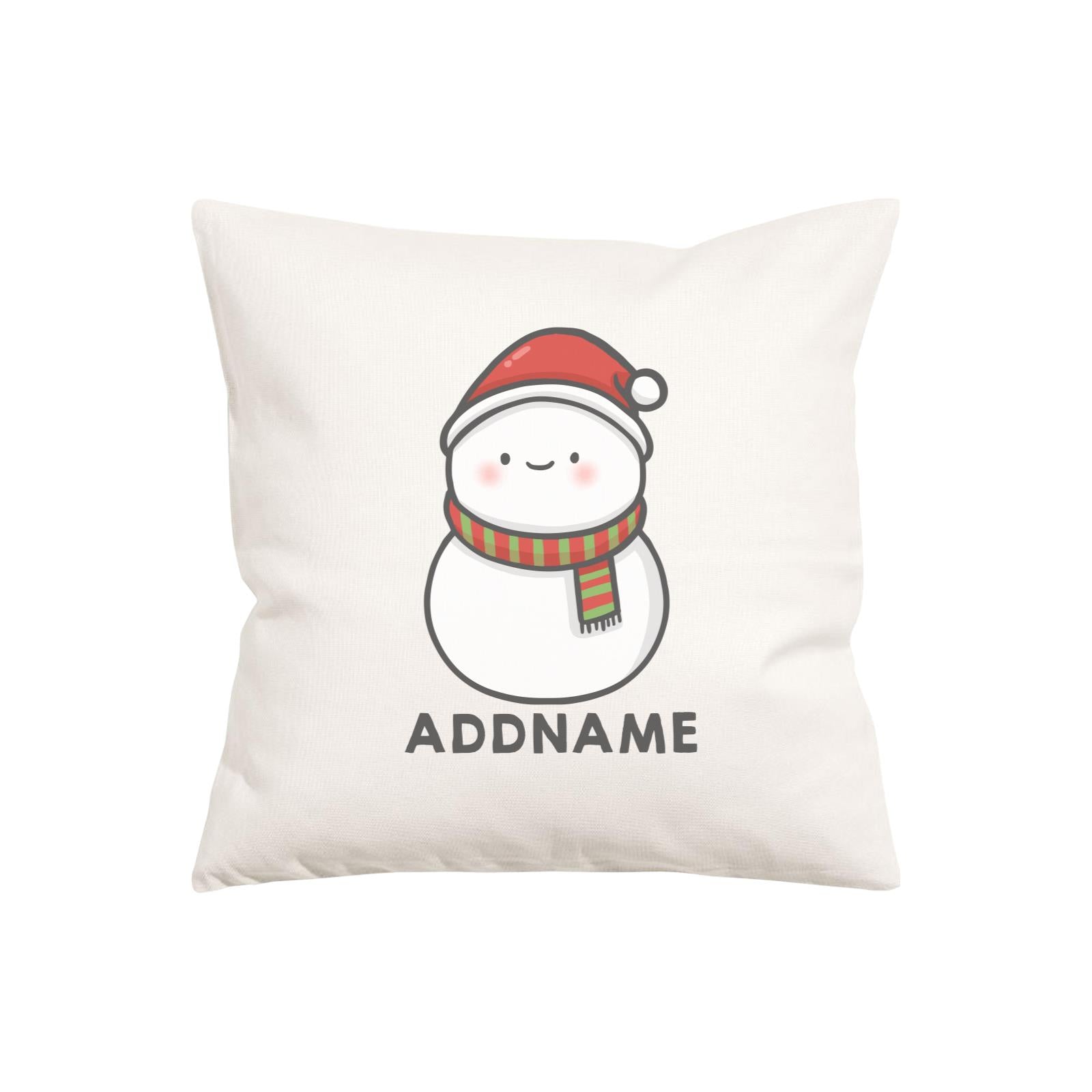 Xmas Cute Snowman Facing Foward Addname Pillow Cushion