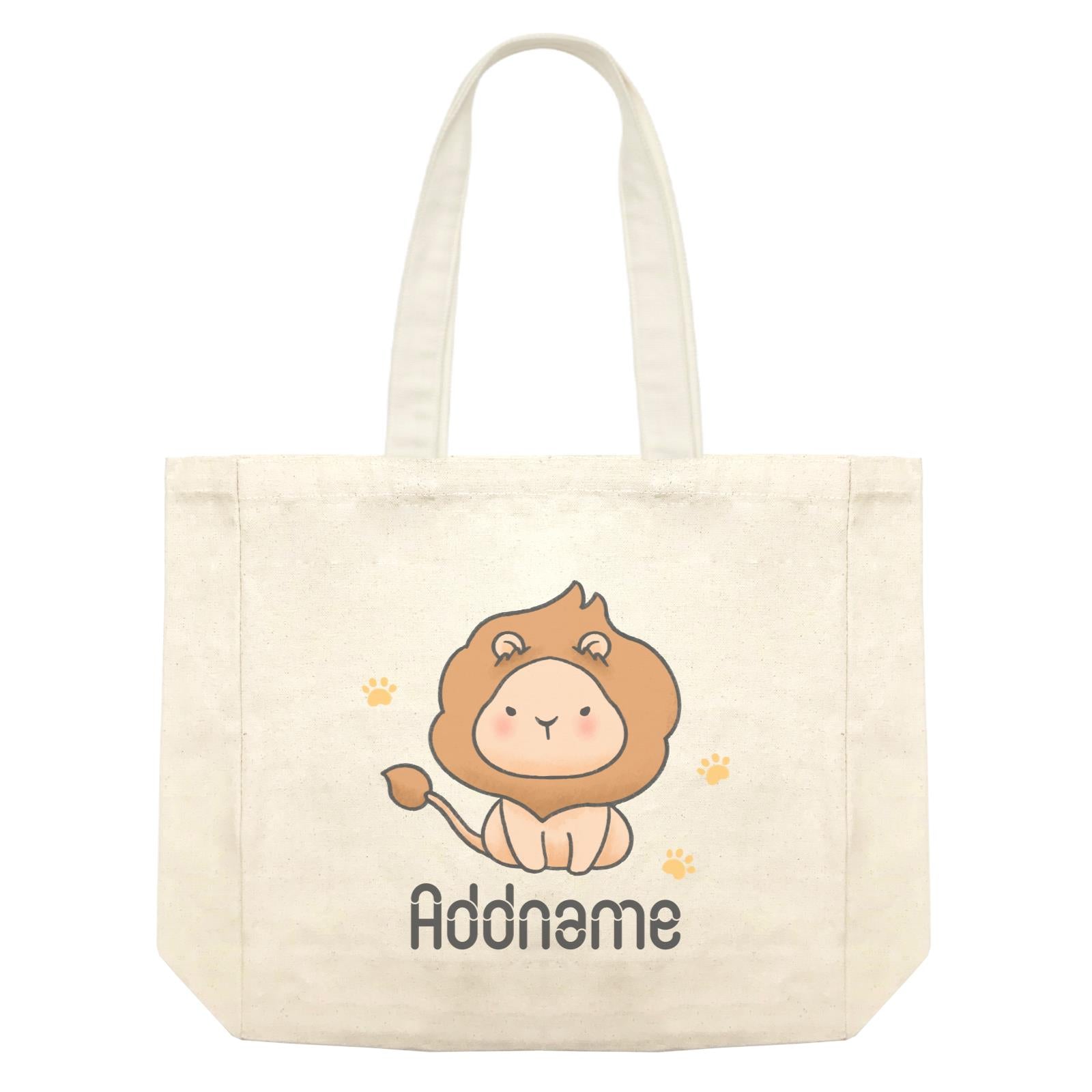 Cute Hand Drawn Style Lion Addname Shopping Bag