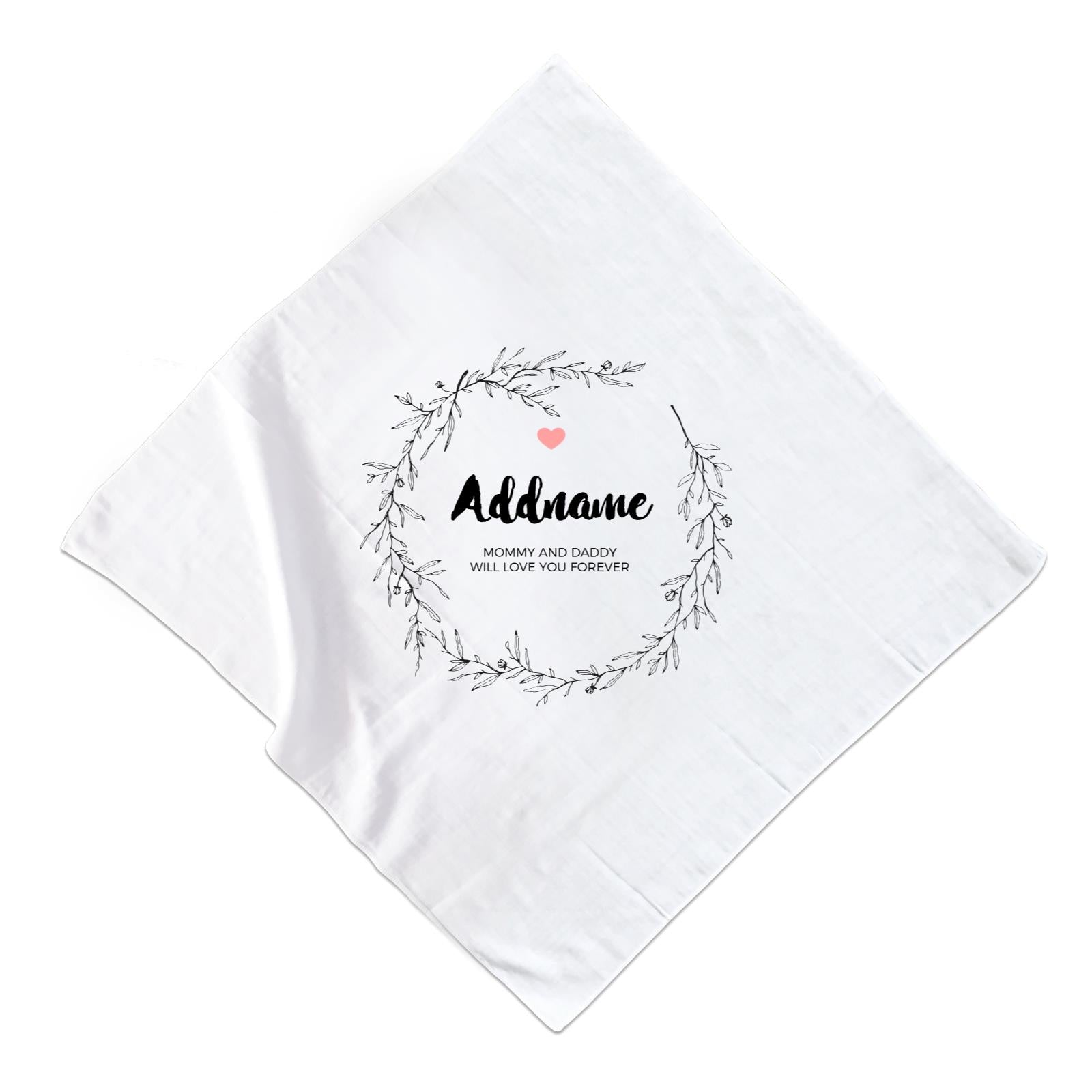 Doodle Wreath Personalizable with Name and Text Muslin Square