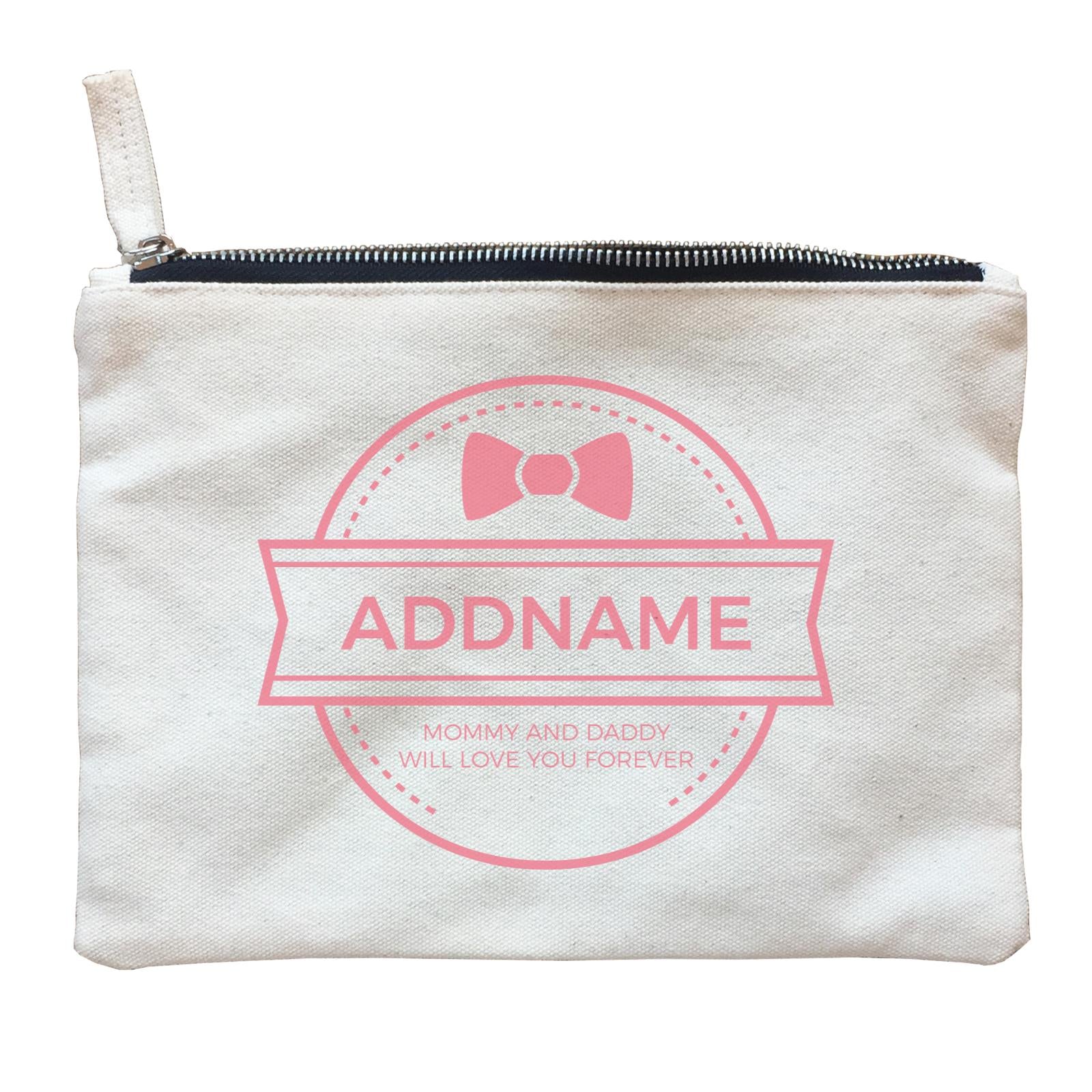 Ribbon Emblem Personalizable with Name and Text Zipper Pouch