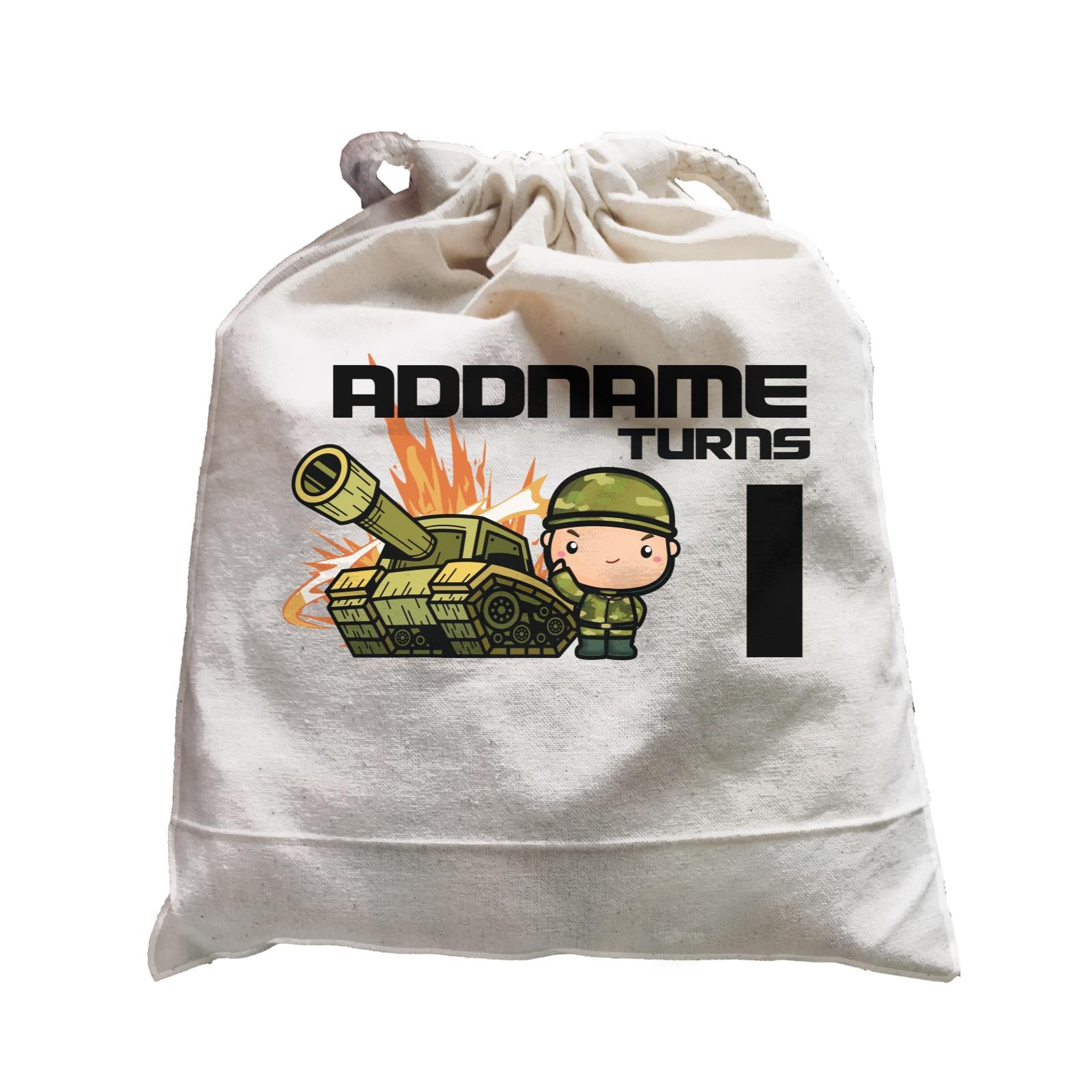 Birthday Battle Theme Tank And Army Soldier Boy Addname Turns 1 Satchel