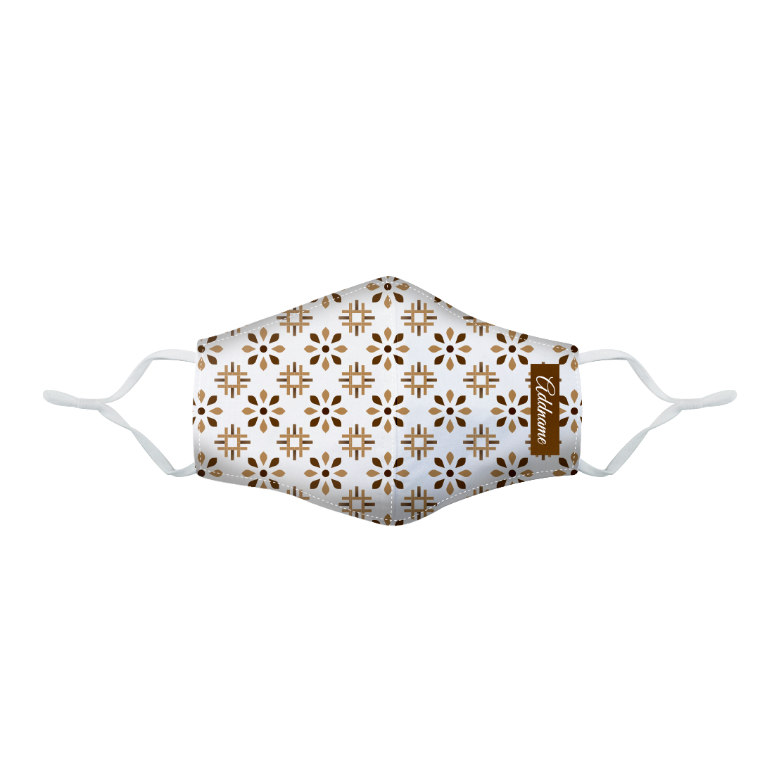Arabesque Tawny Brown Fitted Fabric Mask