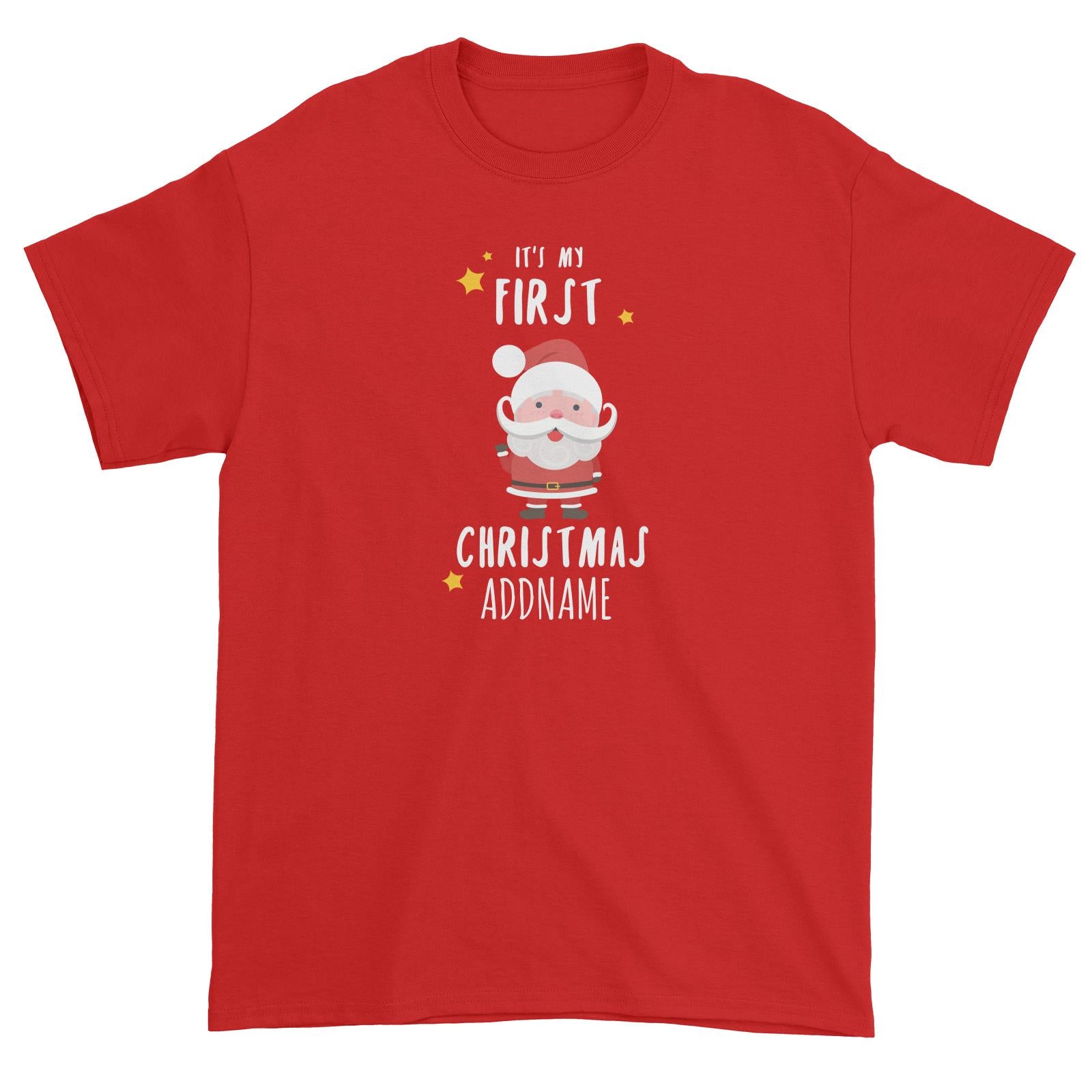 Cute Santa First Christmas Addname Unisex T-Shirt  Personalizable Designs