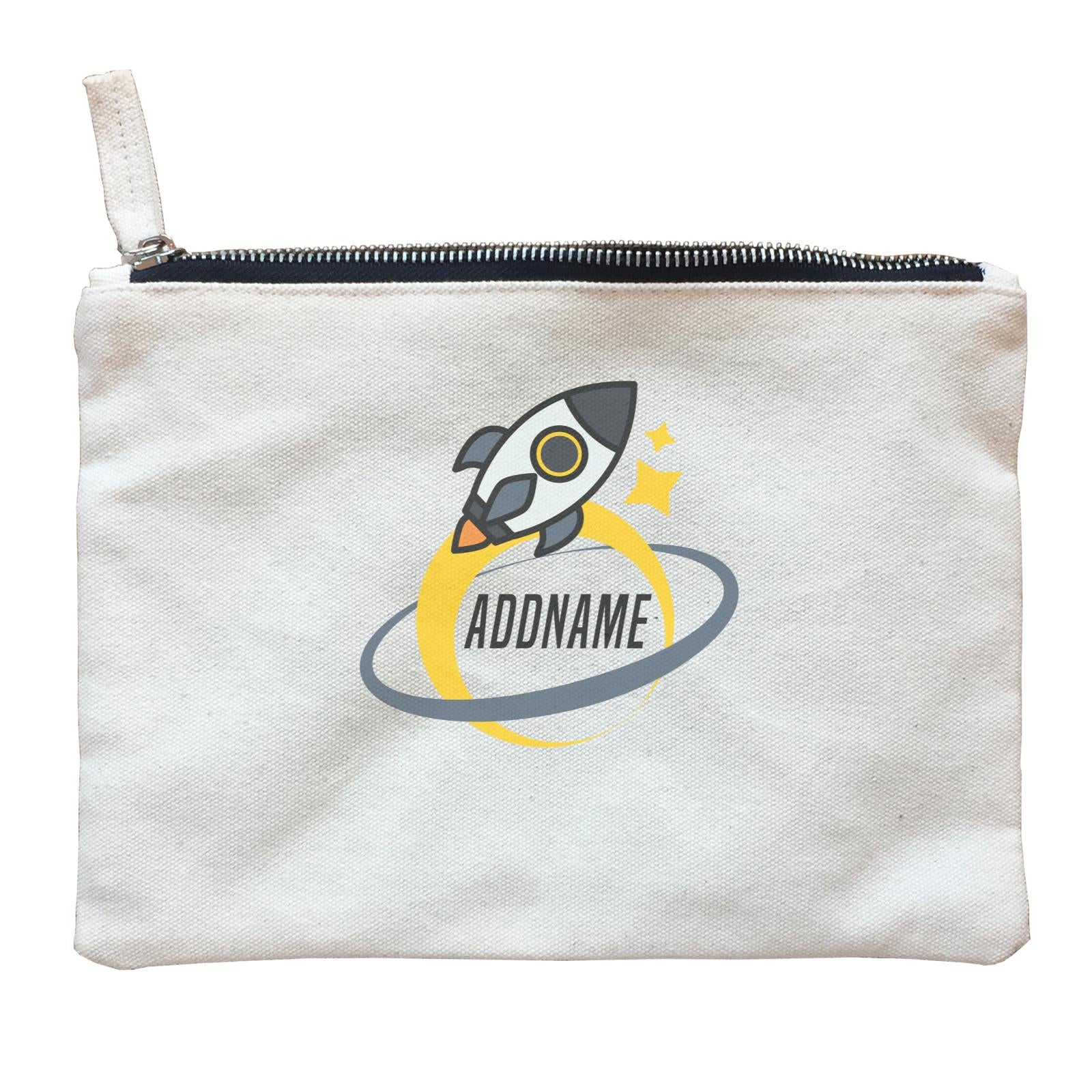 Birthday Rocket To Galaxy Moon And Star Addname Zipper Pouch