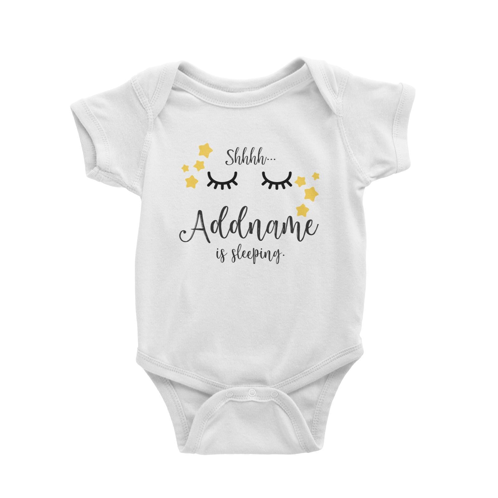 Shhh Addname is Sleeping with Stars Baby Romper