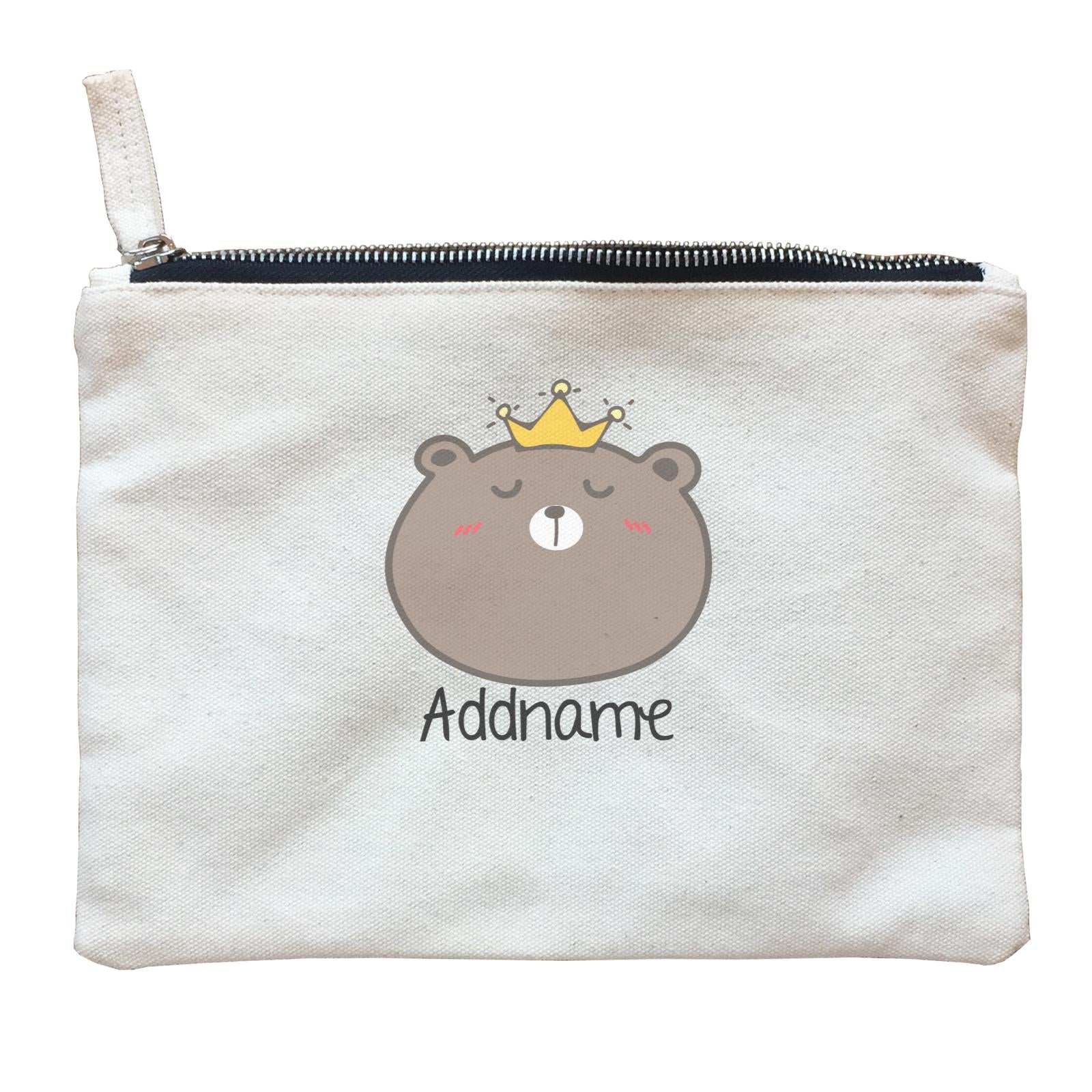 Cute Animals And Friends Series Cute Brown Bear With Crown Addname Zipper Pouch