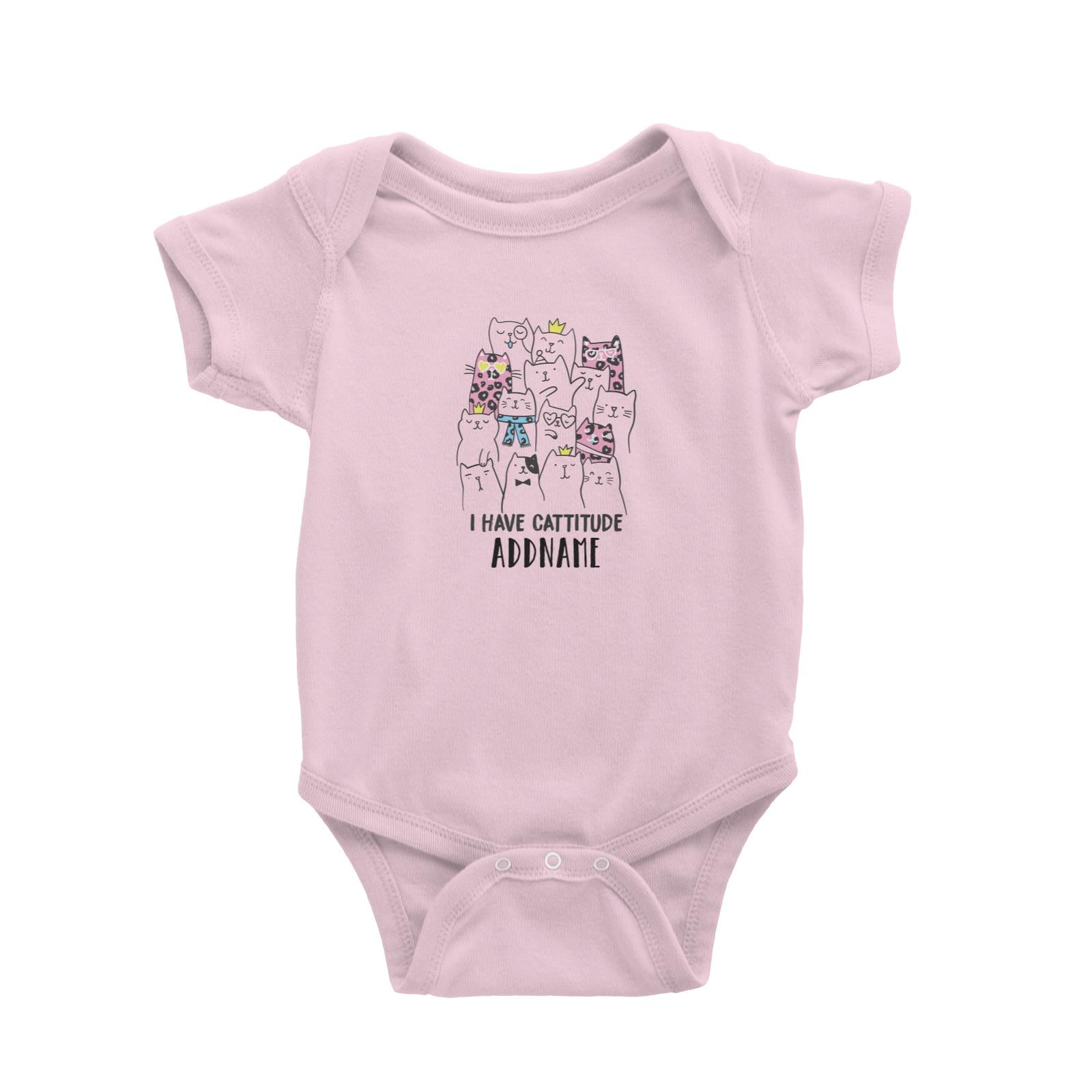Cool Vibrant Series I Have Cattitude Addname Baby Romper