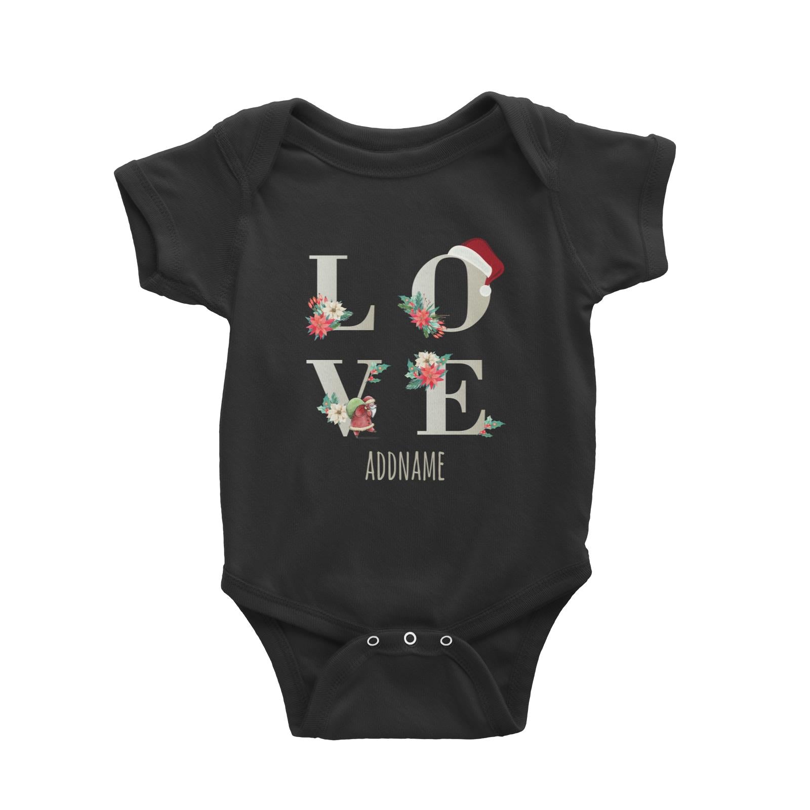 LOVE with Christmas Elements Addname Baby Romper  Matching Family Personalizable Designs