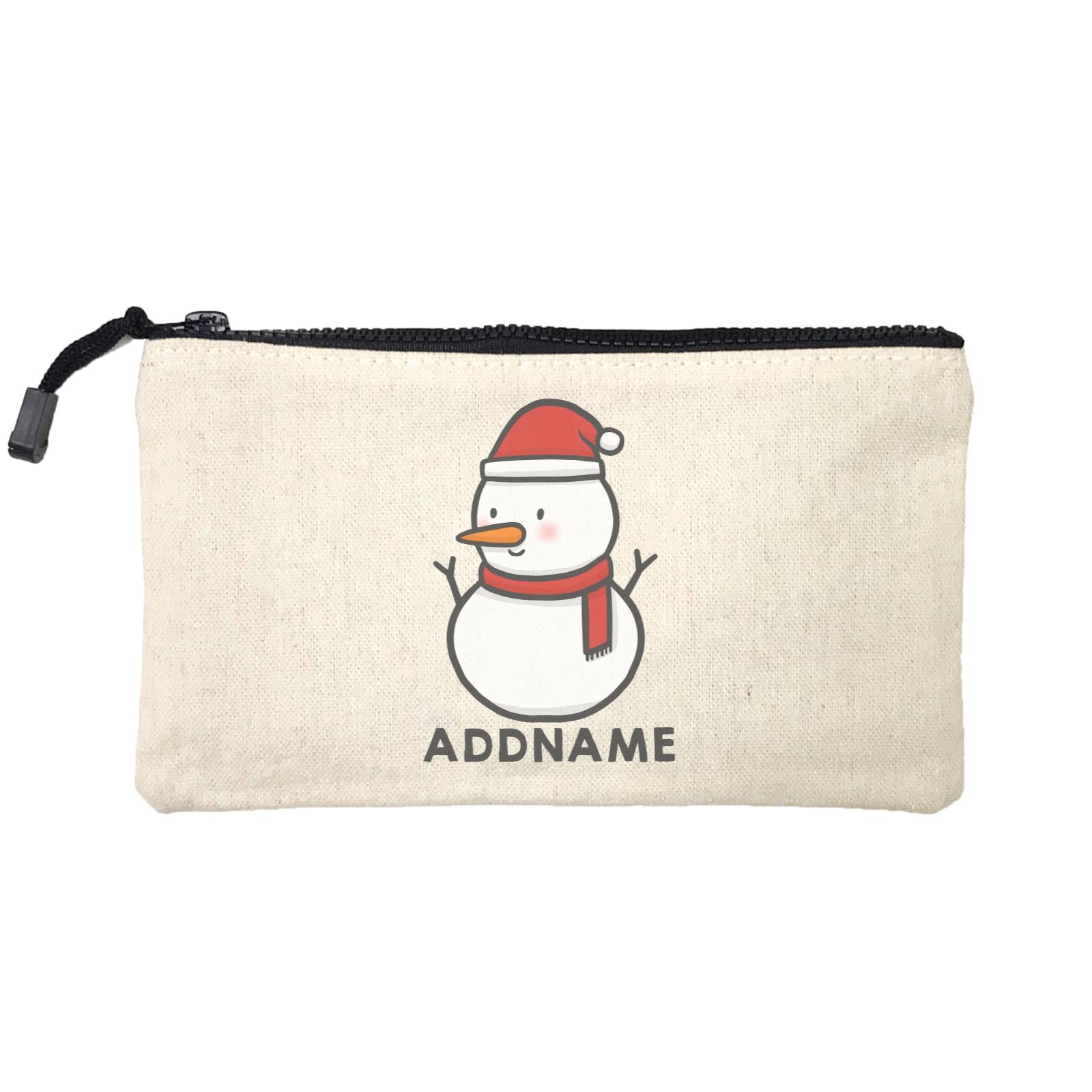 Xmas Cute Snowman Facing Left Addname Mini Accessories Stationery Pouch