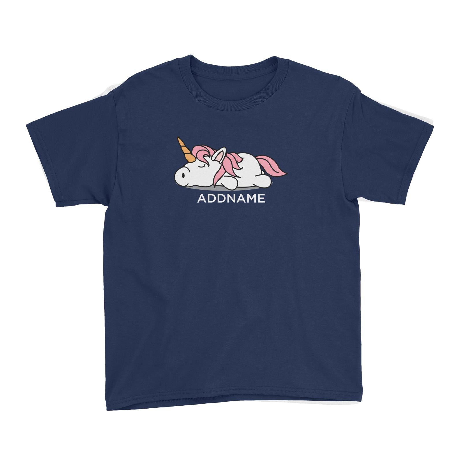 Lazy Pink Unicorn Addname Kid's T-Shirt