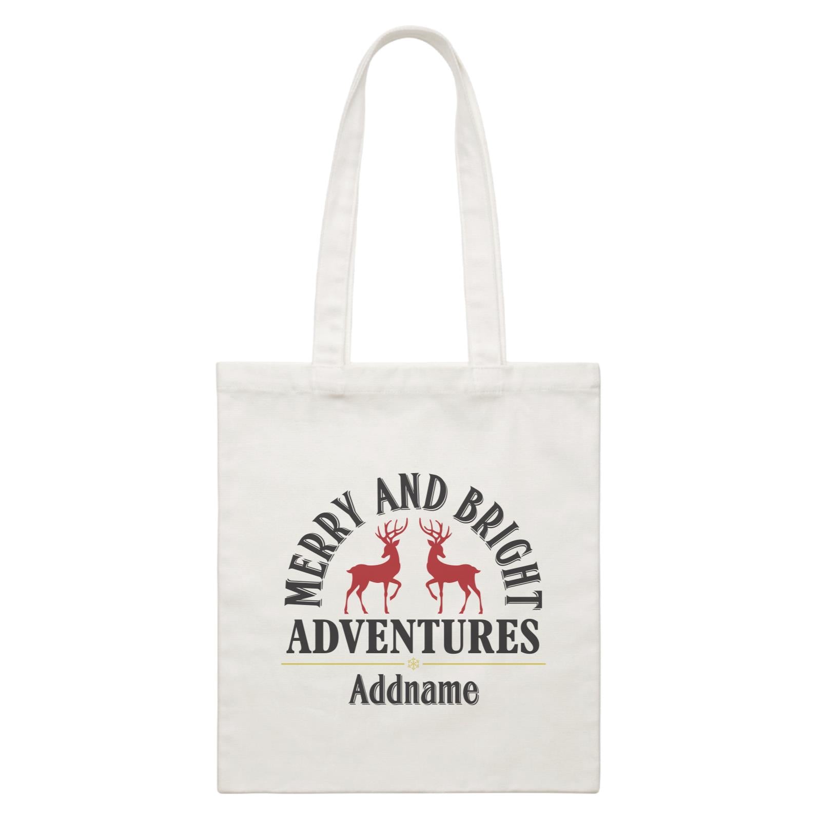 Xmas Merry and Bright Adventures with Reindeers Canvas Bag