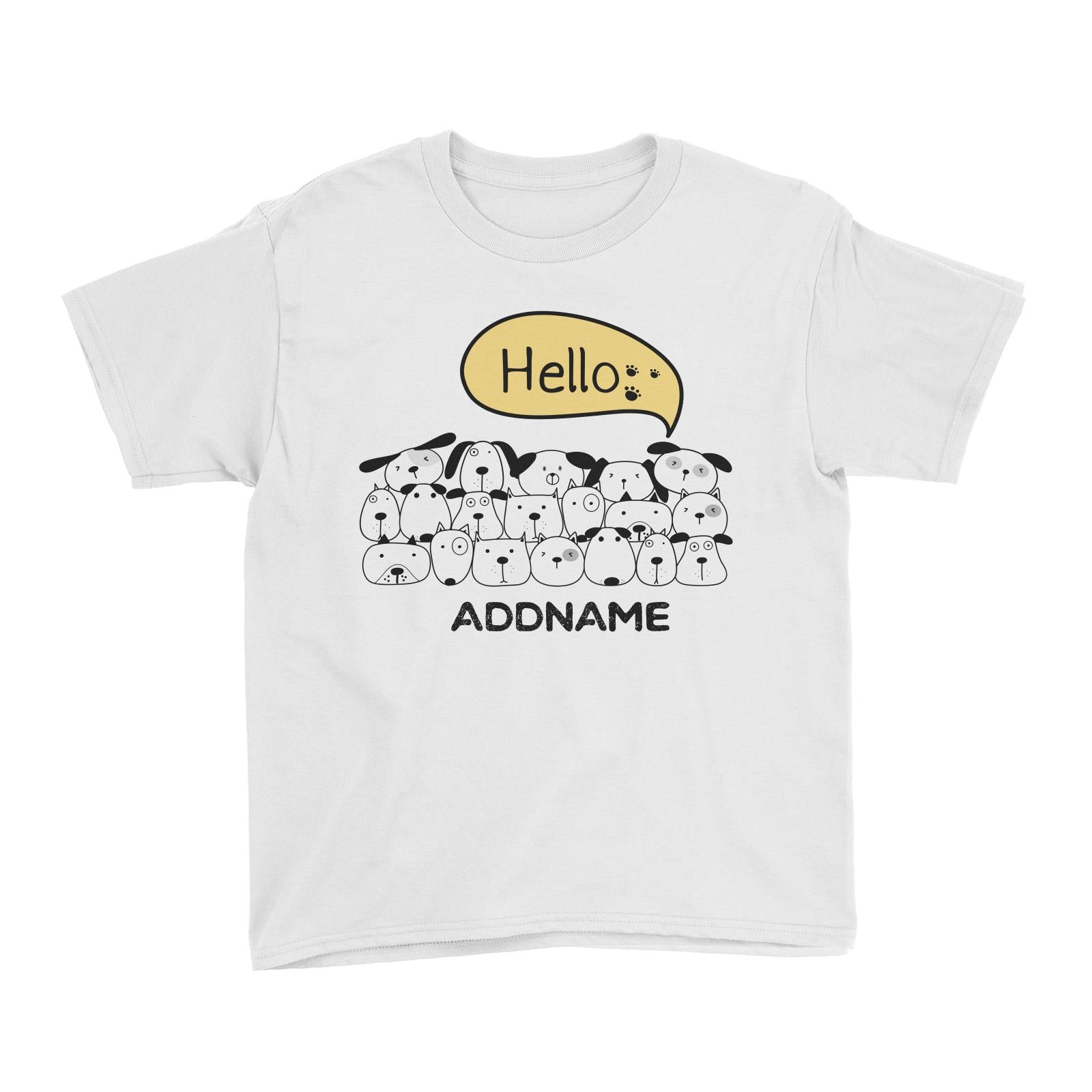 Cute Animals And Friends Series Hello Dogs Group Addname Kid's T-Shirt