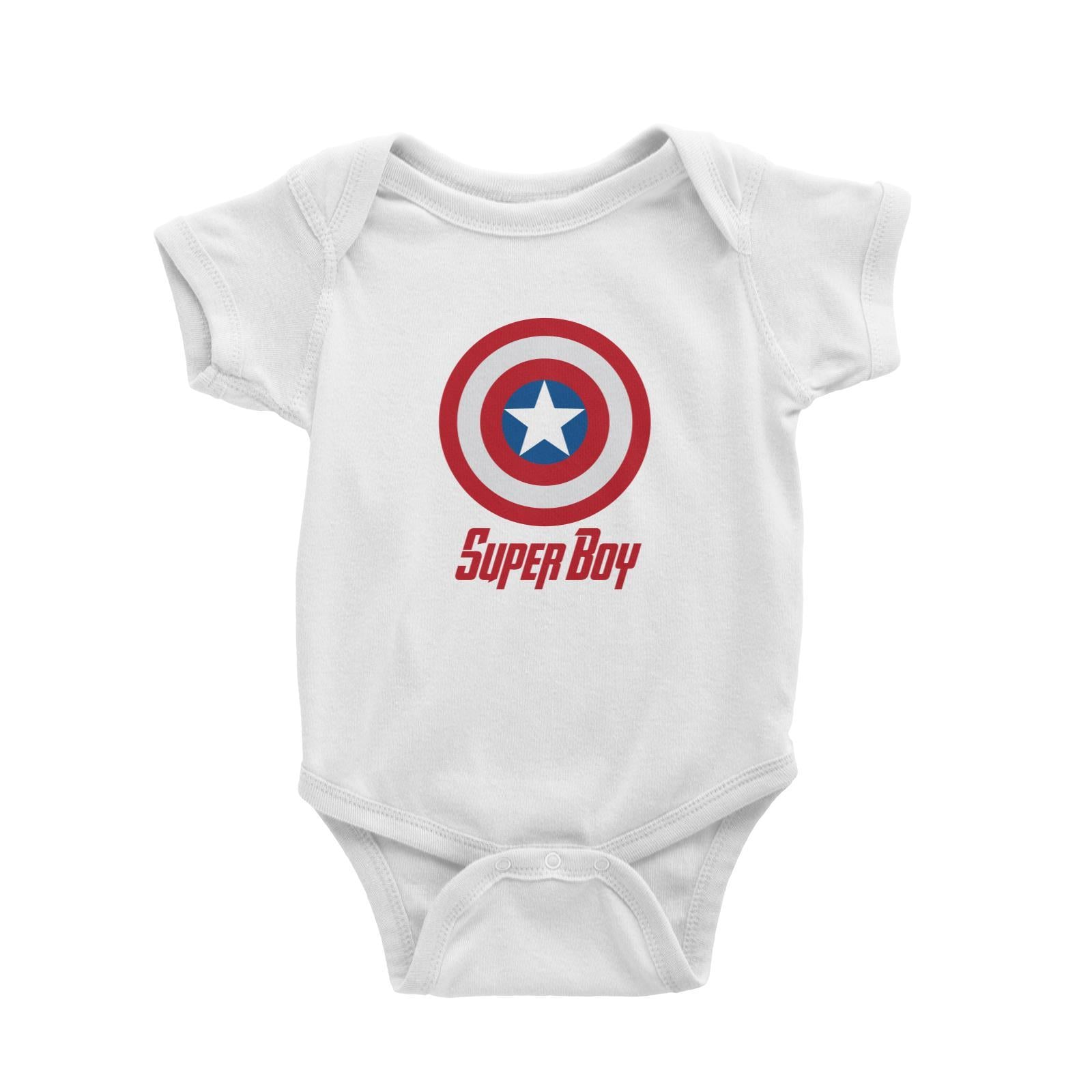 Superhero Shield Super Boy Baby Romper  Matching Family