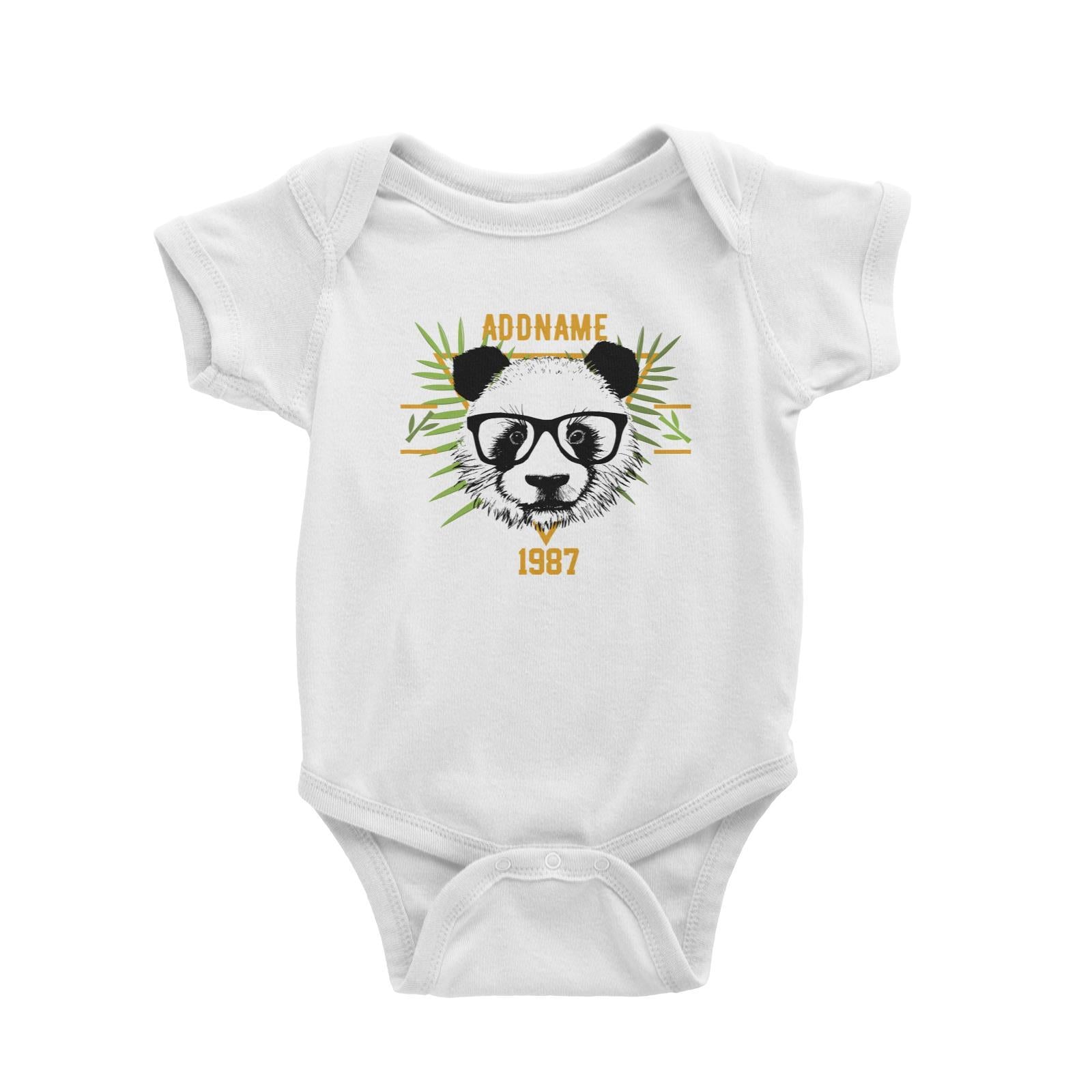 Jersey Panda With Glasses Personalizable with Name and Year Baby Romper
