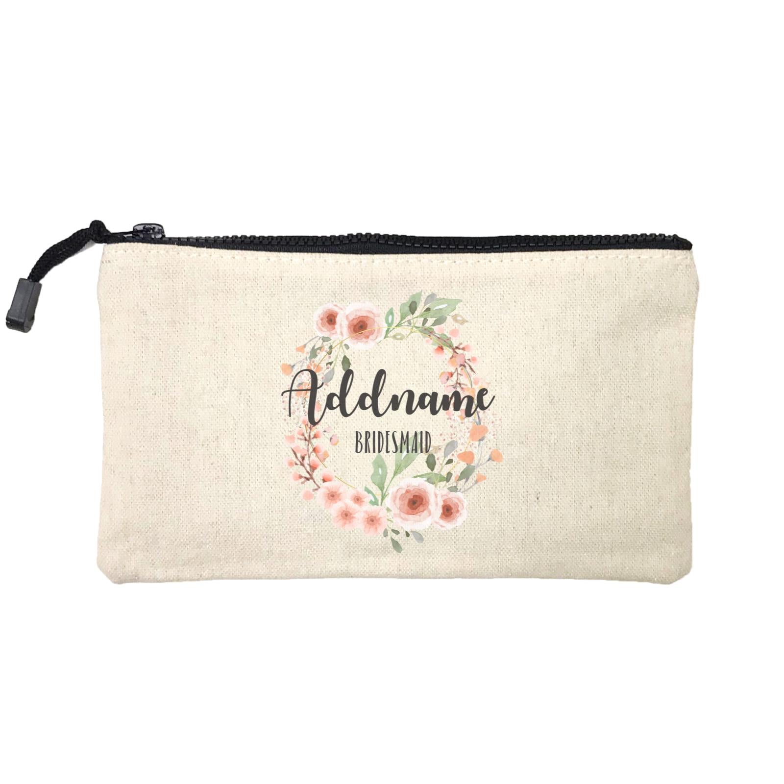 Bridesmaid Floral Sweet 2 Watercolour Flower Wreath Bridesmaid Addname Mini Accessories Stationery Pouch