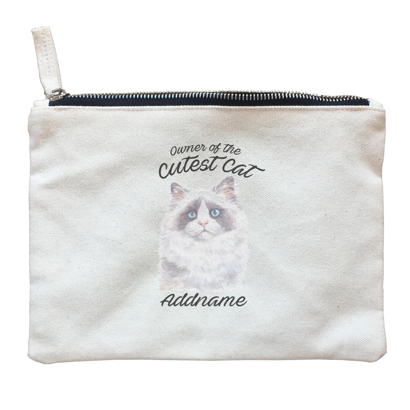 Watercolor Owner Of The Cutest Cat Ragdoll Cat Addname Zipper Pouch