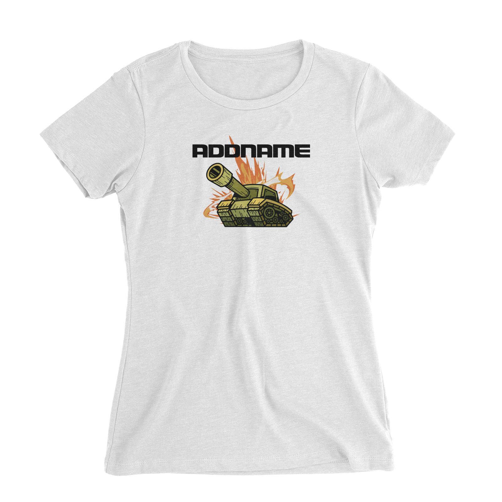 Birthday Battle Theme Tank Addname Women's Slim Fit T-Shirt