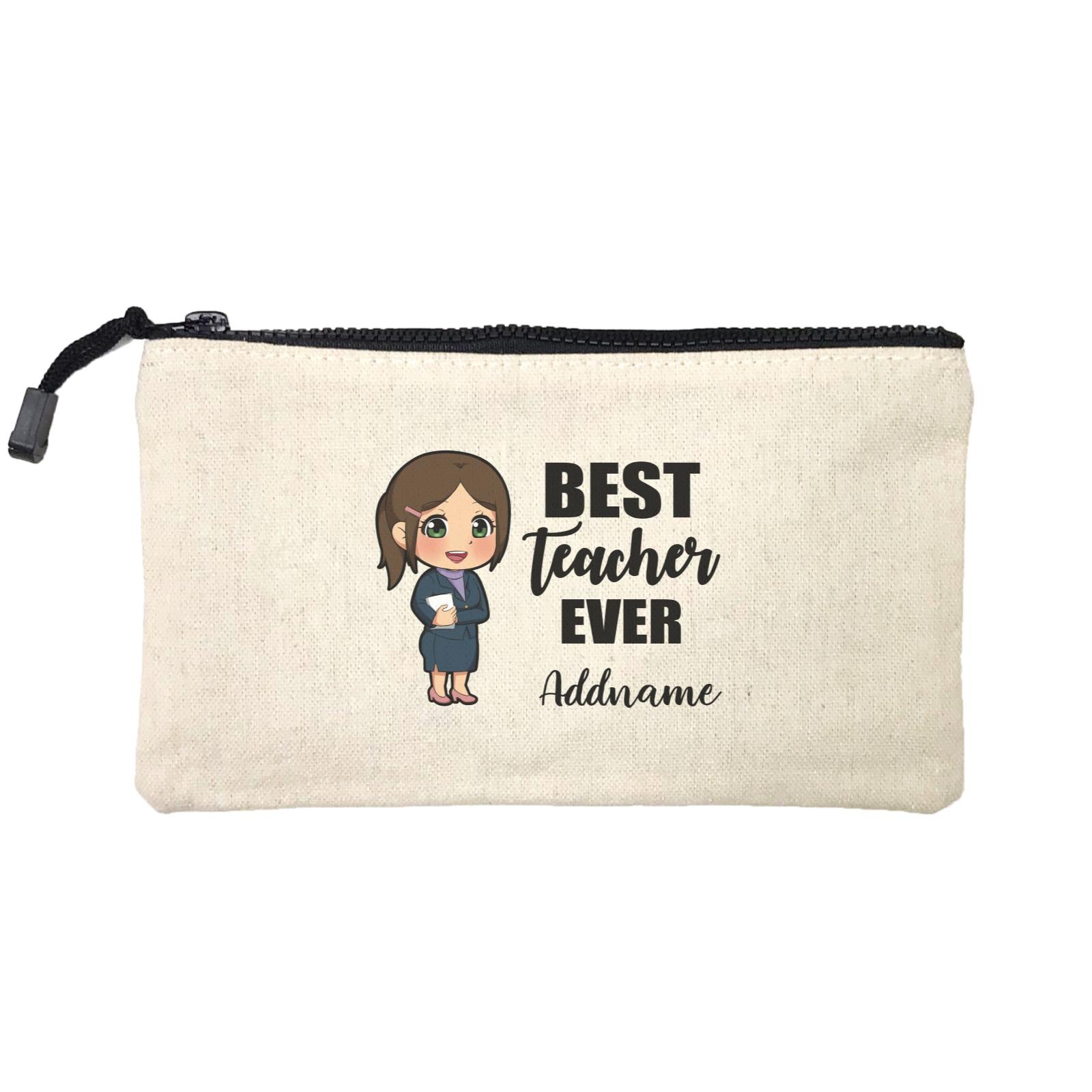 Chibi Teachers Chinese Woman Best Teacher Ever Addname Mini Accessories Stationery Pouch