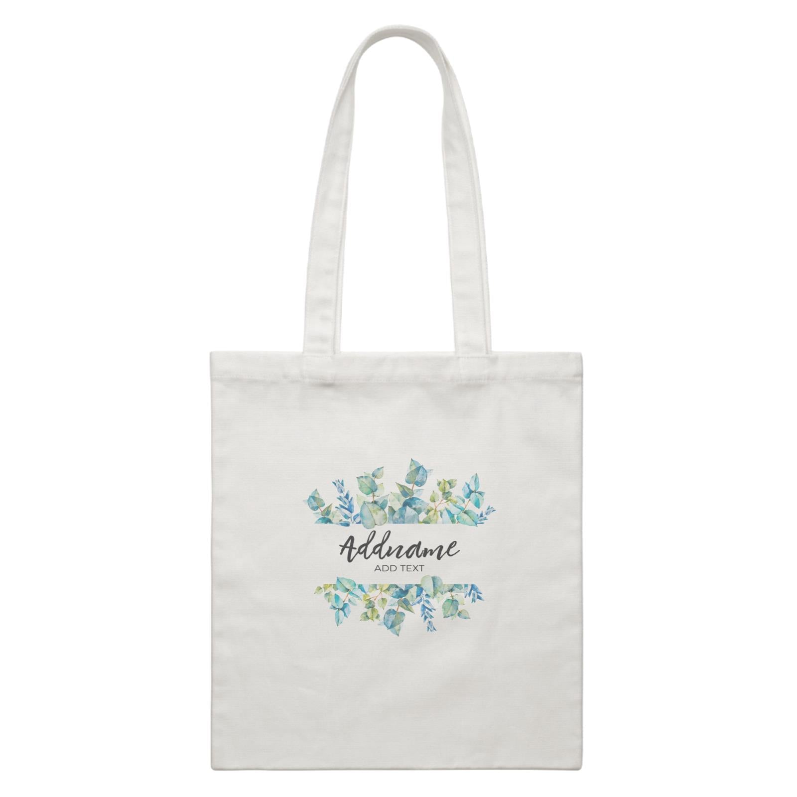 Add Your Own Text Teacher Blue Leaves Box Addname And Add Text White Canvas Bag