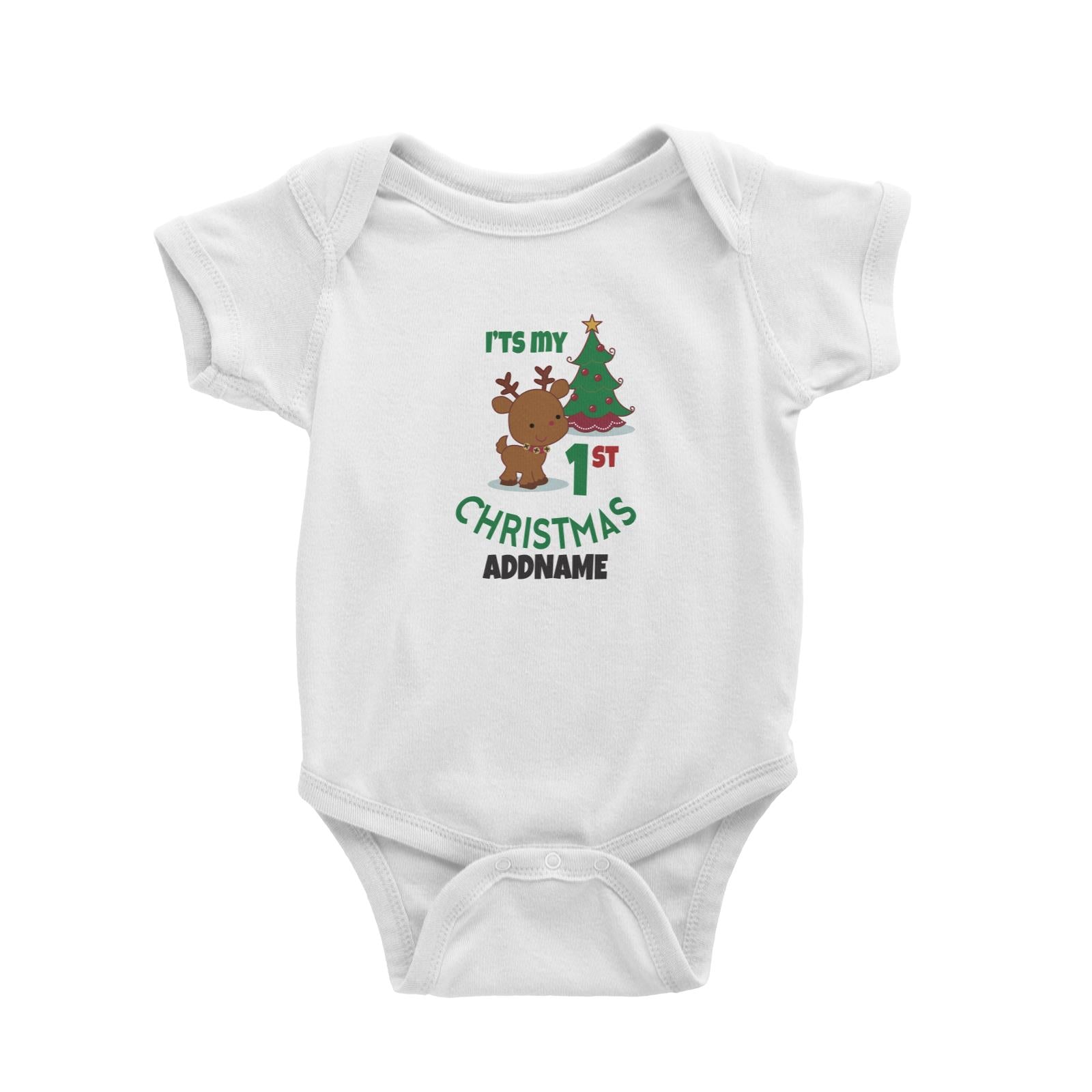 Xmas My 1st Christmas with Cute Reindeer & Christmas Tree Baby Romper