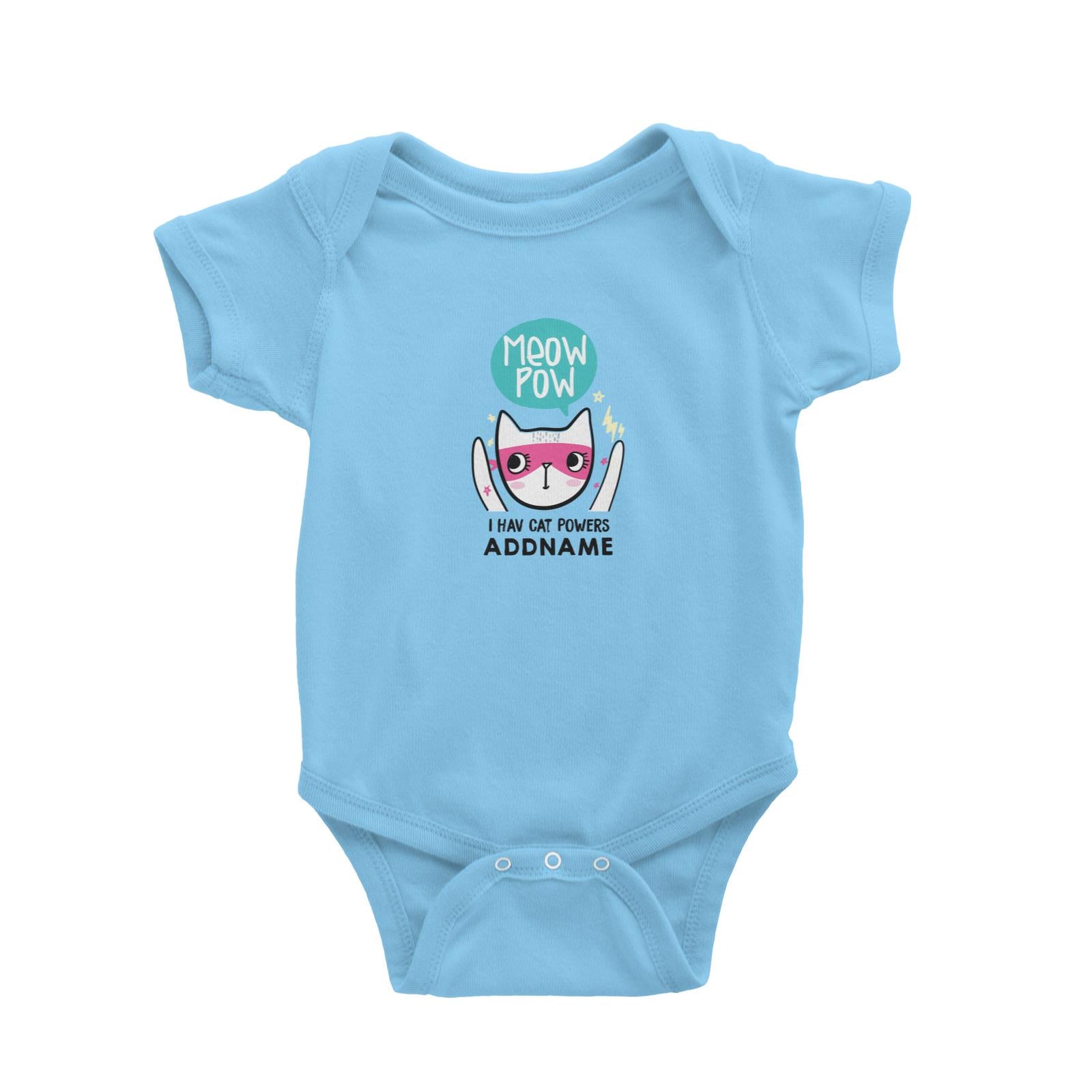 Cool Vibrant Series Meow Pow I Have Cat Powers Addname Baby Romper