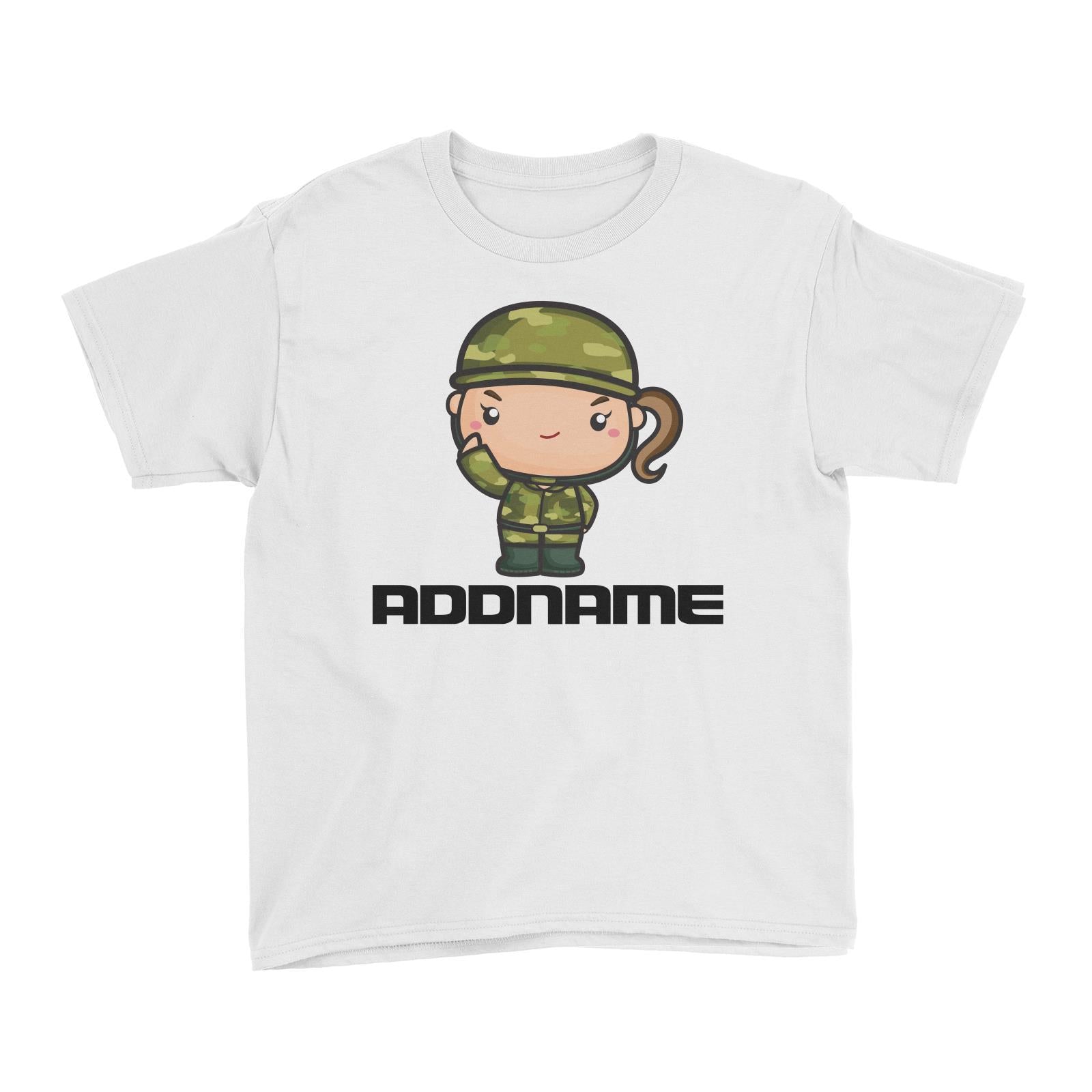 Birthday Battle Theme Army Soldier Girl Addname Kid's T-Shirt