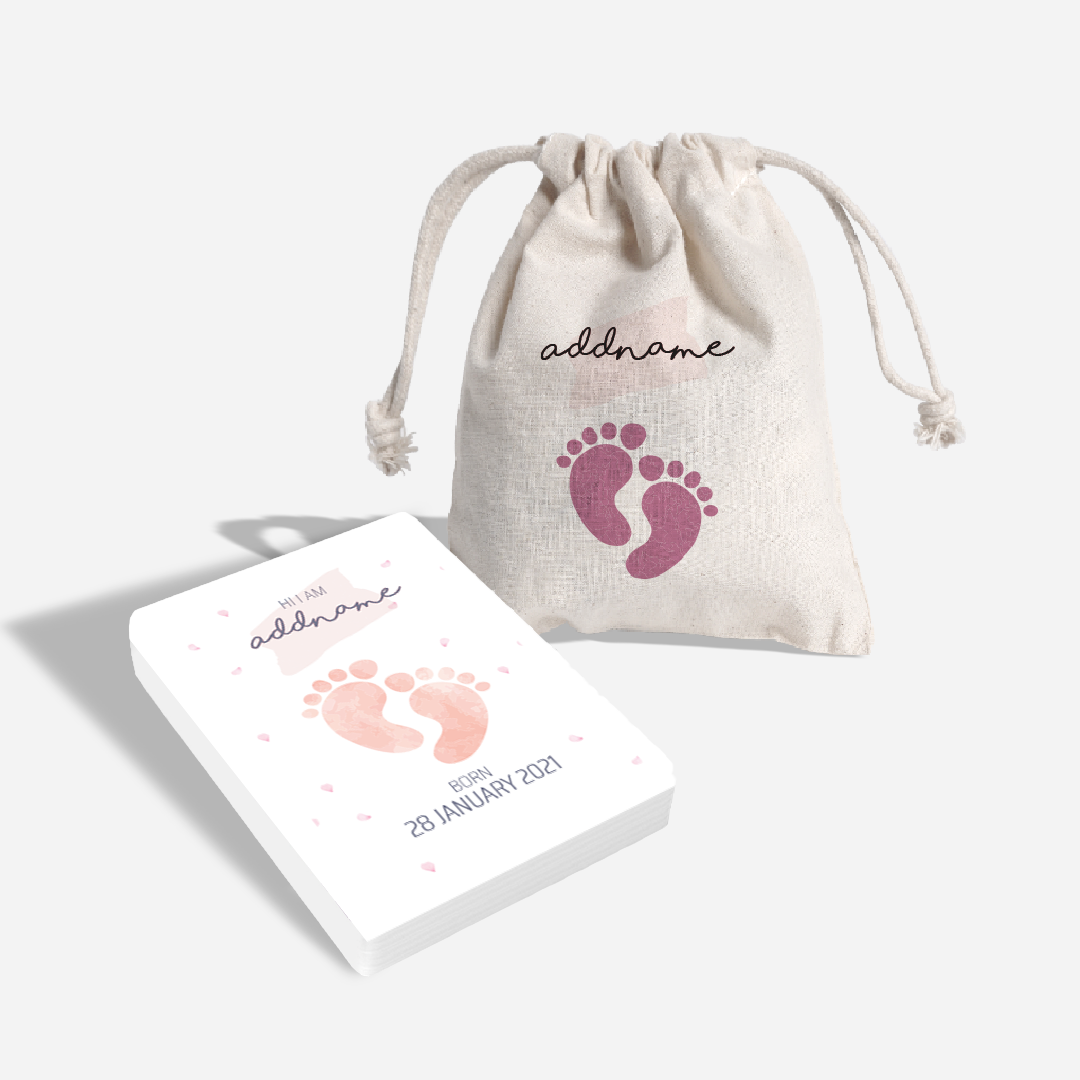 Footprint Girl Personalised Baby Milestone Cards