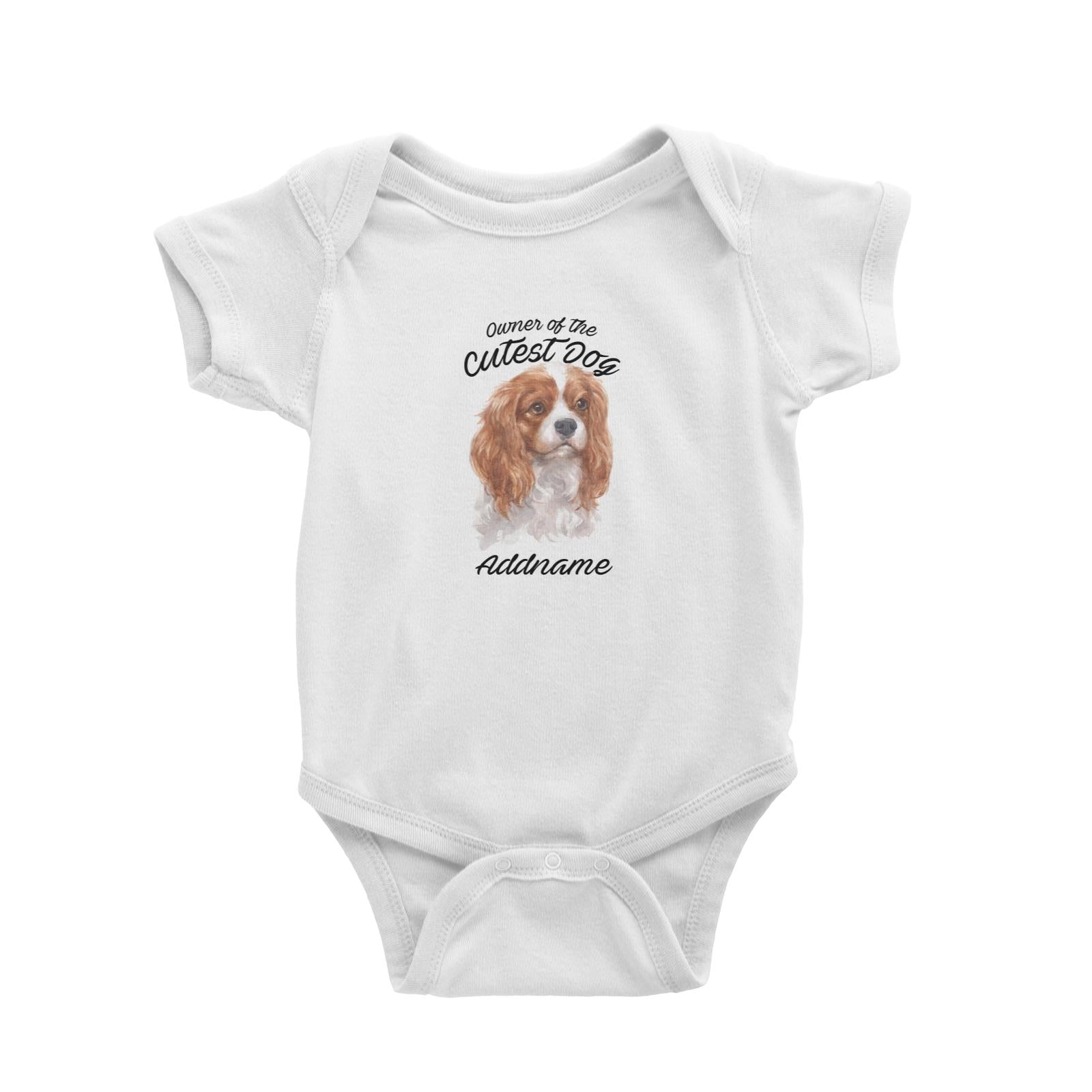 Watercolor Dog Owner Of The Cutest Dog King Charles Spaniel Addname Baby Romper