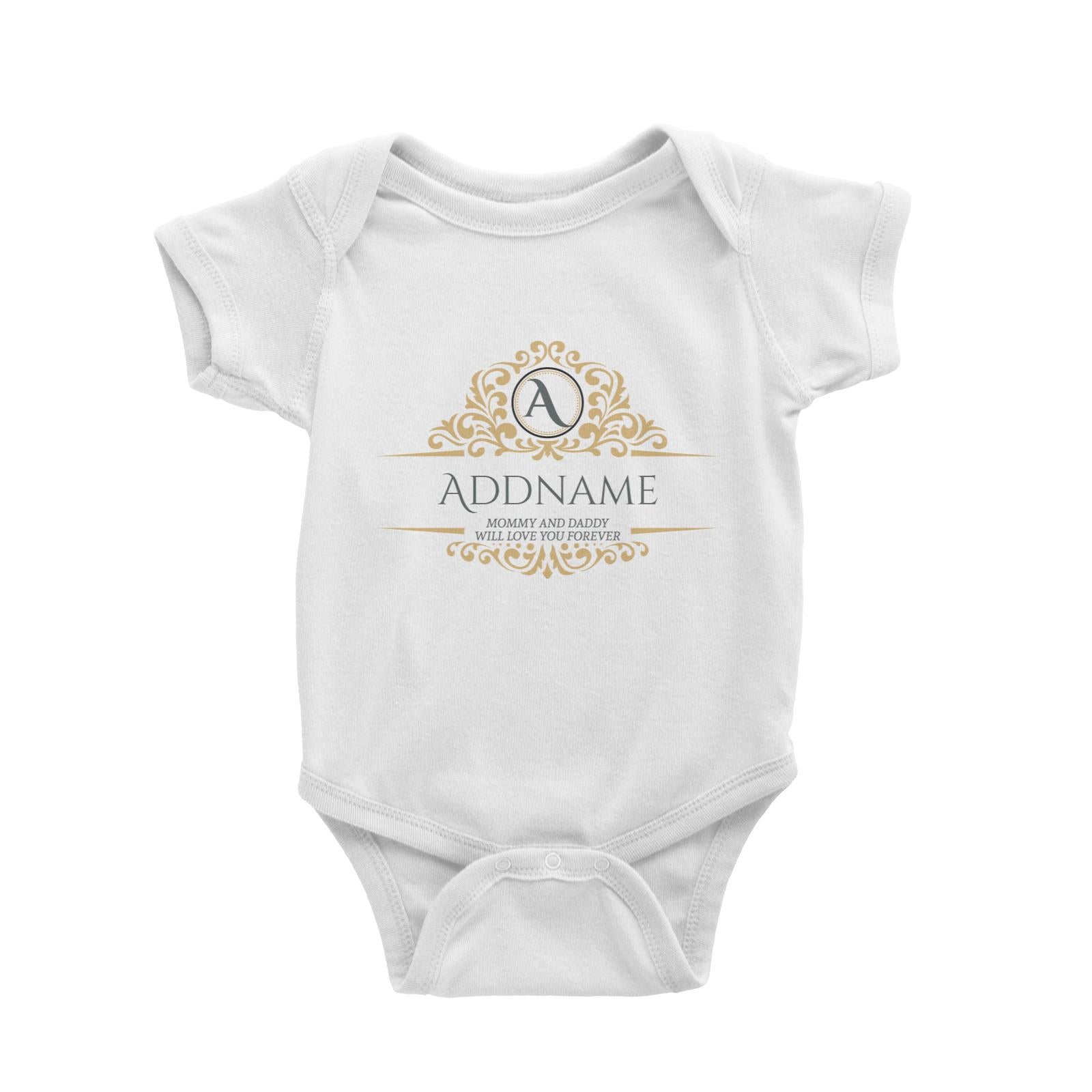 Royal Emblem Personalizable with Initial Name and Text Baby Romper