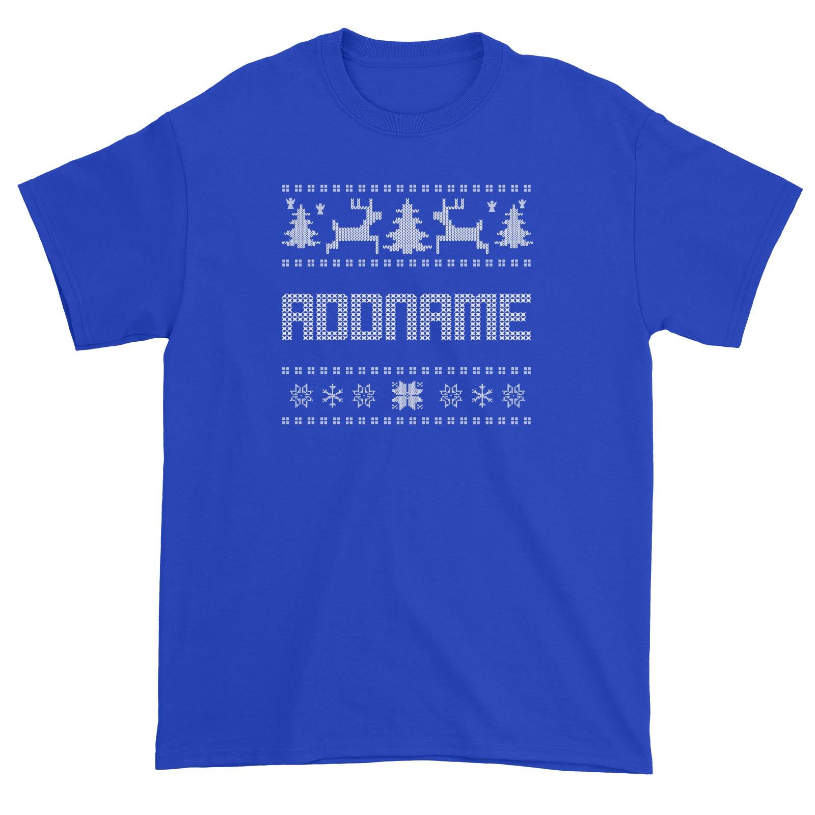 Christmas Sweater Addname Unisex T-Shirt  Matching Family Personalizable Designs
