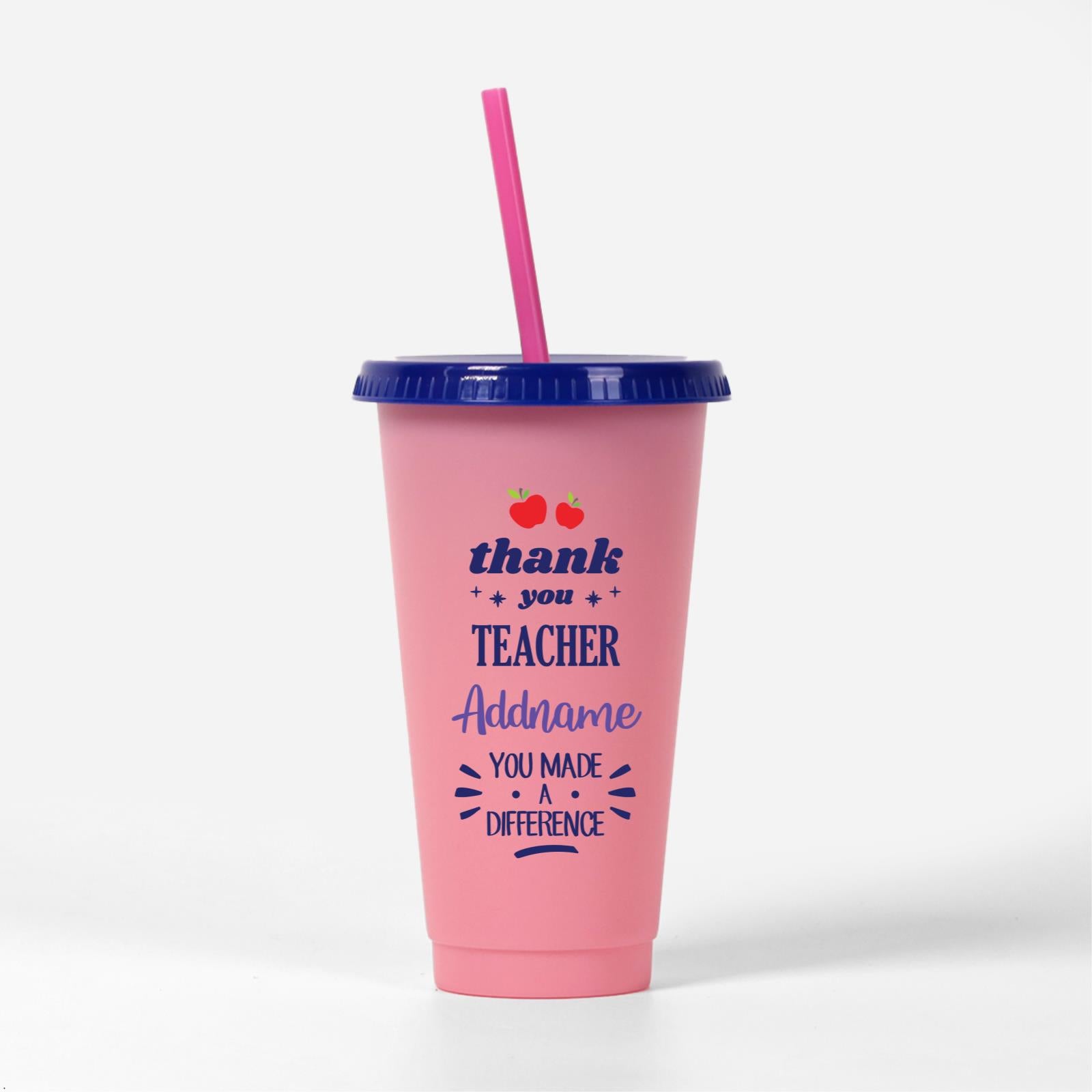 Thank You Teacher Addname You Made A Difference Quote - Pink Kori Cup