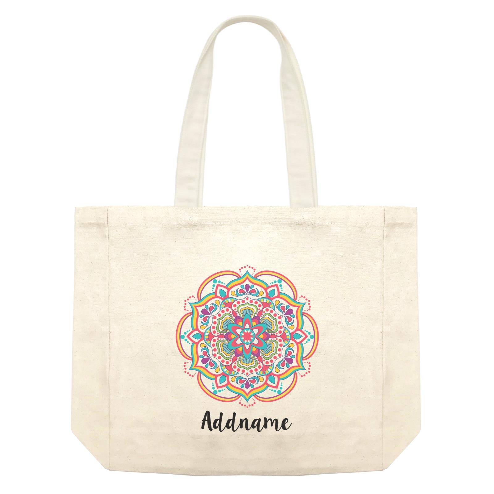 Deepavali Colourful Floral Mandala Addname Shopping Bag