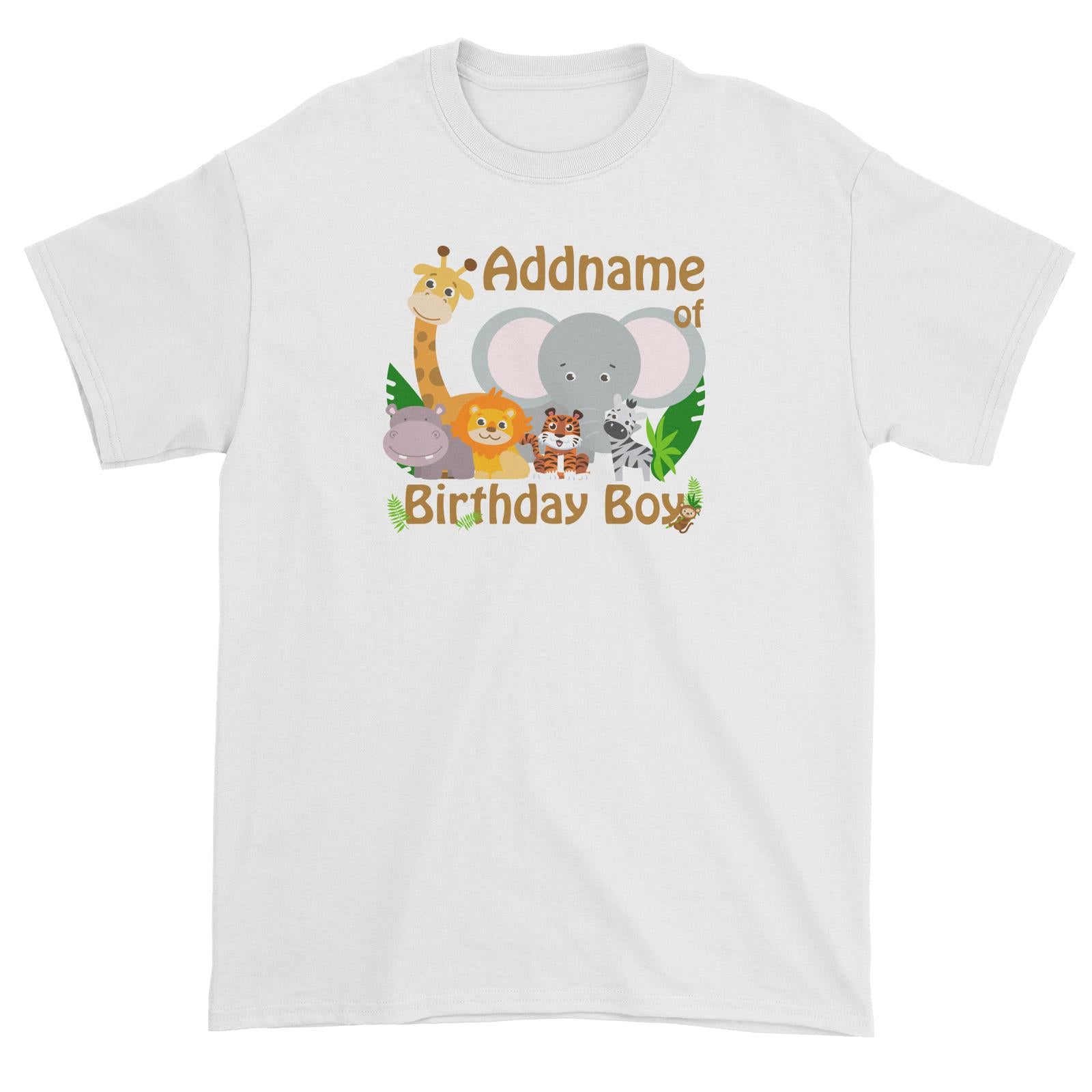Animal Safari Jungle Birthday Theme Addname of Birthday Boy Unisex T-Shirt