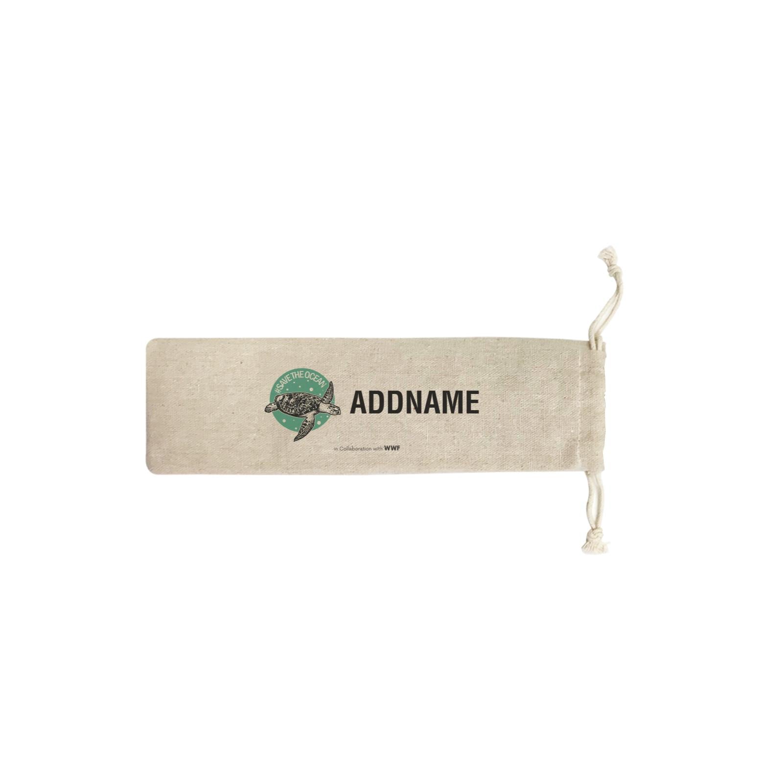 Hashtag Save the Ocean with Turtle Addname SB Straw Pouch (No Straws included)
