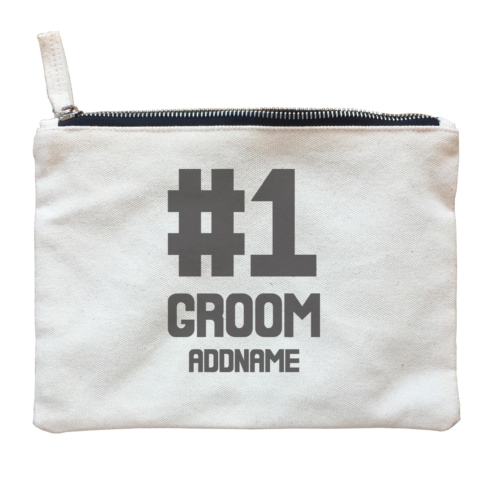 Wedding Couple Western Hashtag No 1 Groom Addname Zipper Pouch