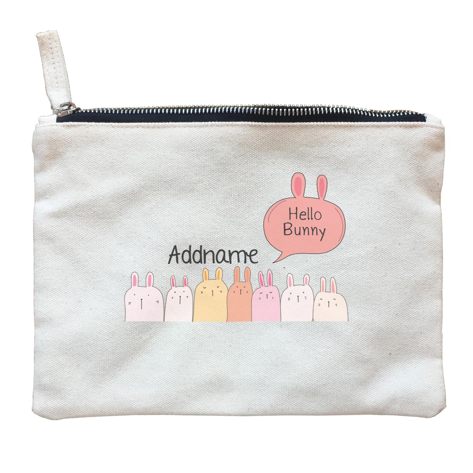Cute Animals And Friends Series Hello Bunny Group Addname Zipper Pouch