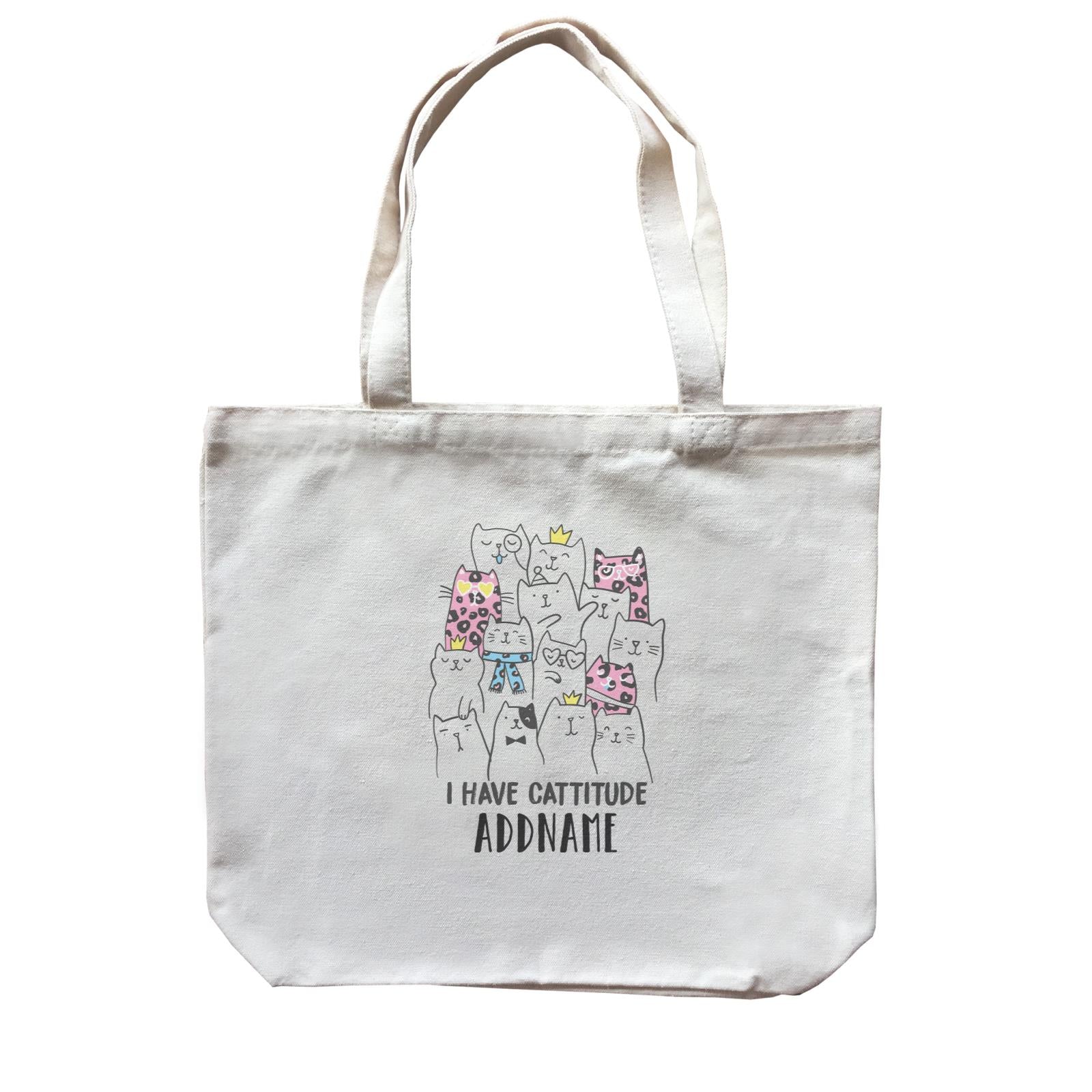 Cool Vibrant Series I Have Cattitude Addname Canvas Bag