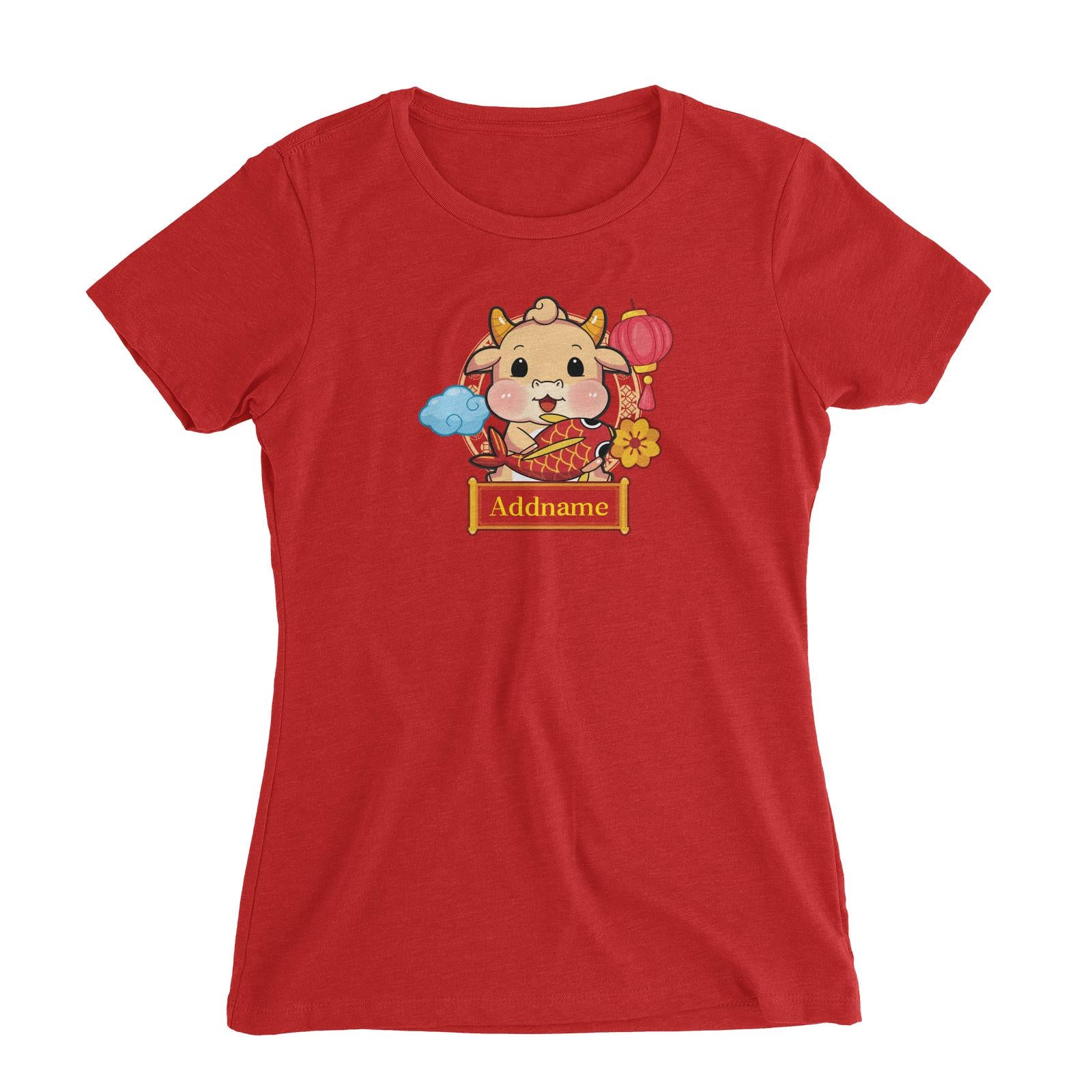 [CNY 2021] Golden Cow with Koi Fish Women's Slim Fit T-Shirt