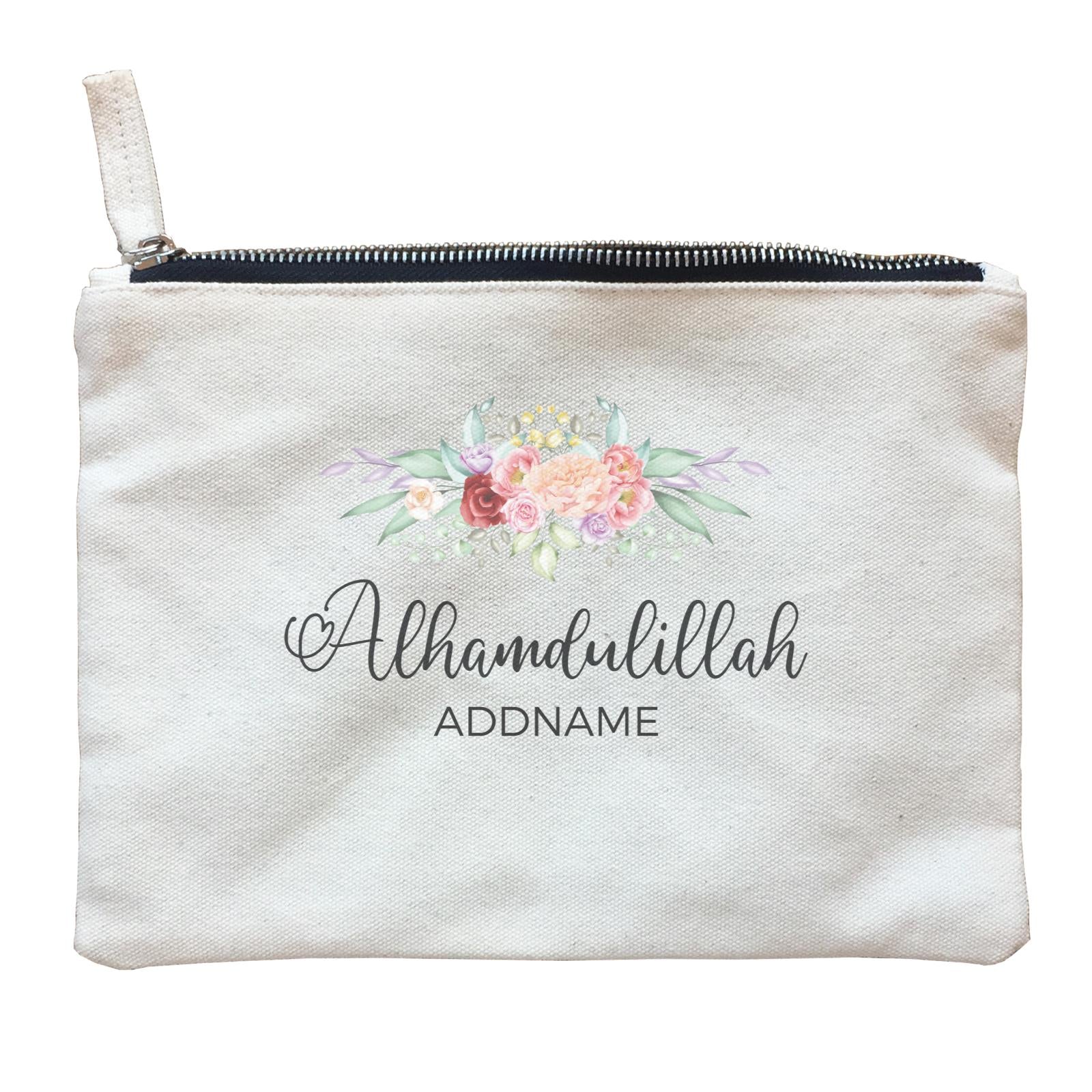 Alhamdulillah with Flower Addname Zipper Pouch