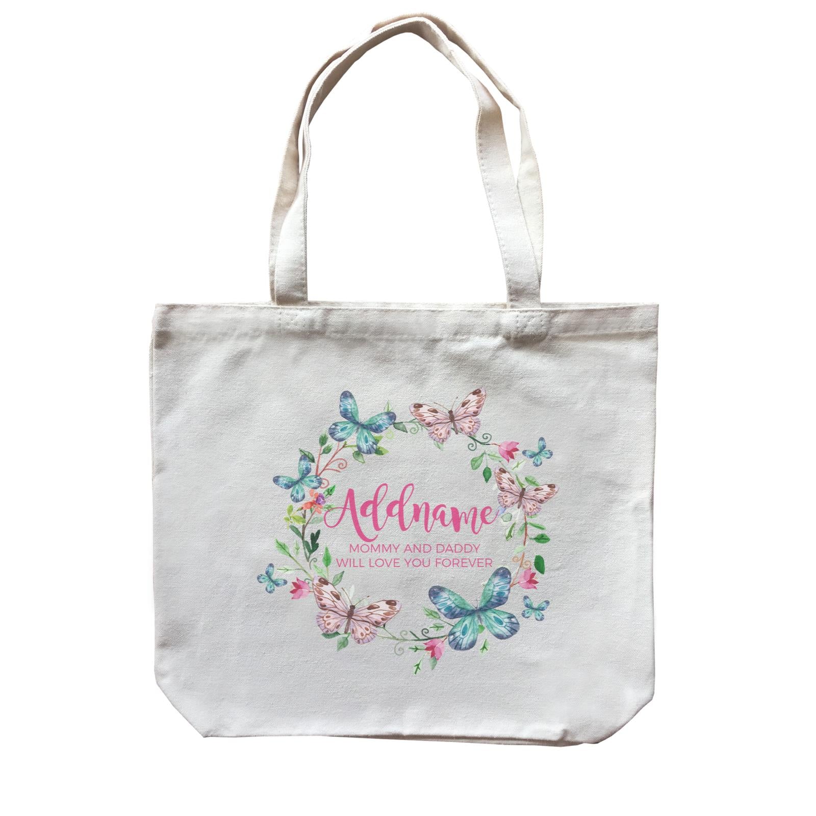 Colourful Butterflies Wreath Personalizable with Name and Text Canvas Bag